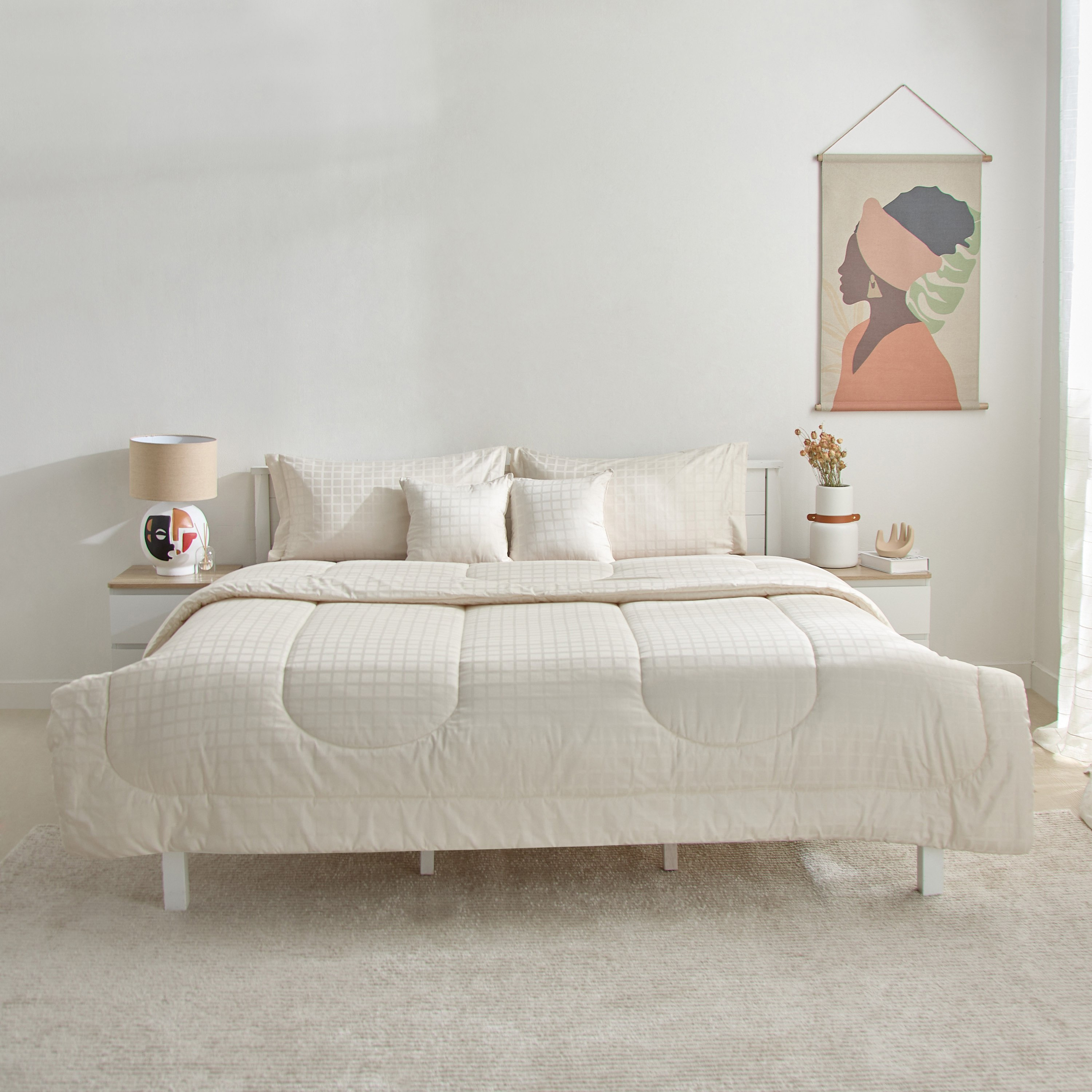 طقم لحاف سوبر كينج قطن 5 قطع دوبي سادة من أوبولينت لوكس - 240x240 سم-hbxhomeware-hbxbedroom-image-3