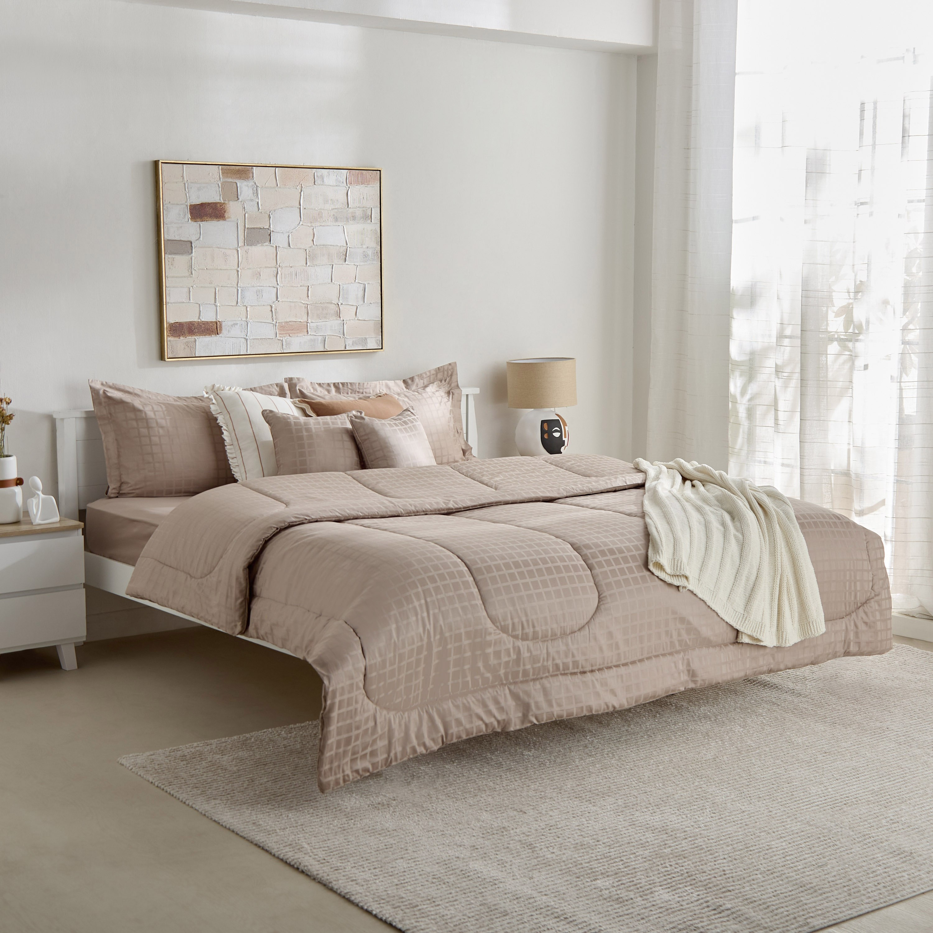 طقم لحاف سوبر كينج سادة  قطن دوبي 5 قطع من أوبولينت لوكس - 240x240 سم-hbxhomeware-hbxbedroom-image-12