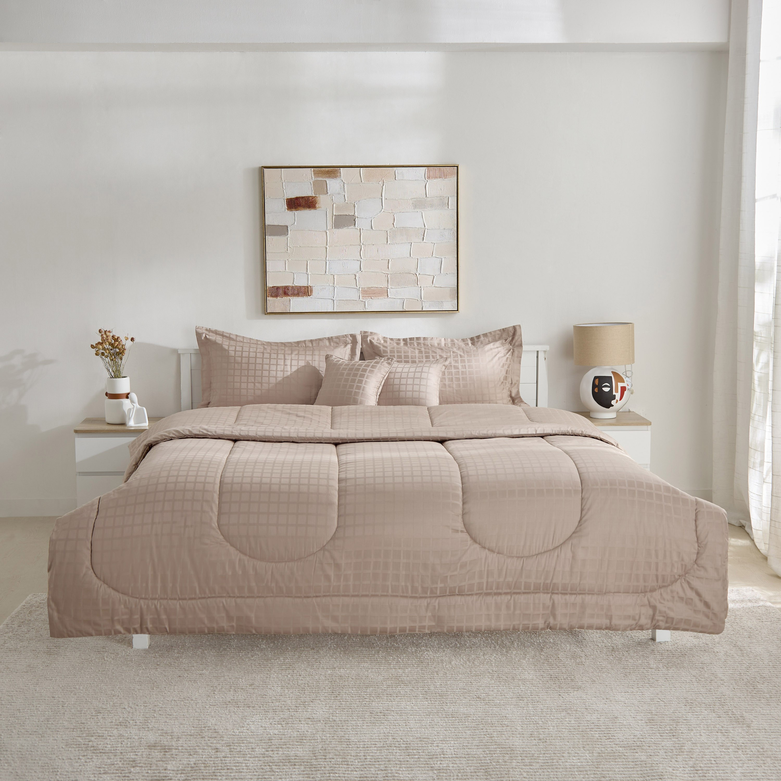 طقم لحاف سوبر كينج سادة  قطن دوبي 5 قطع من أوبولينت لوكس - 240x240 سم-hbxhomeware-hbxbedroom-image-3
