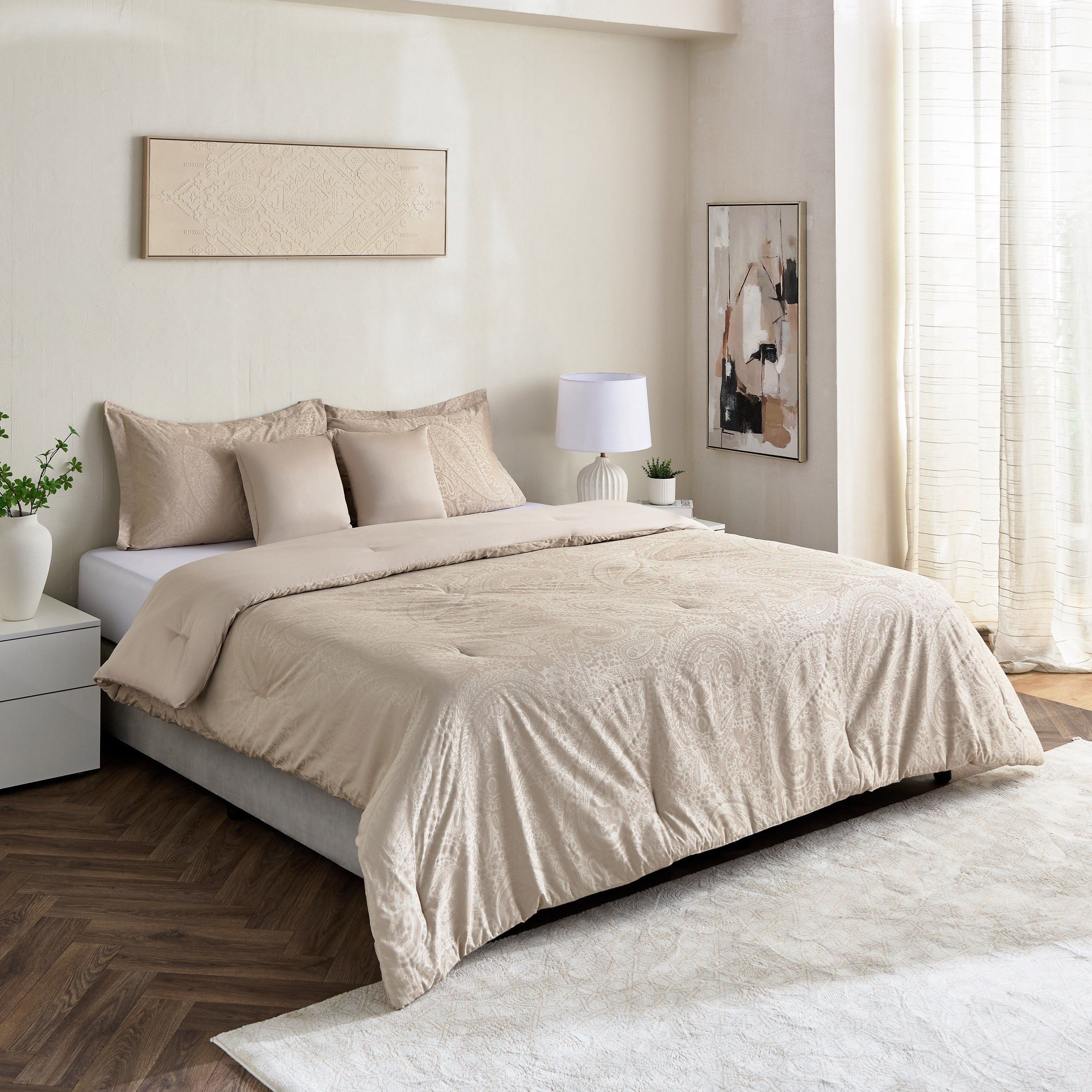 Opulent Luxe 400 Thread Count 5-Piece Jacquard Khadi Print Super King Comforter Set - 240x240 cm-hbxhomeware-hbxbedroom-image-8