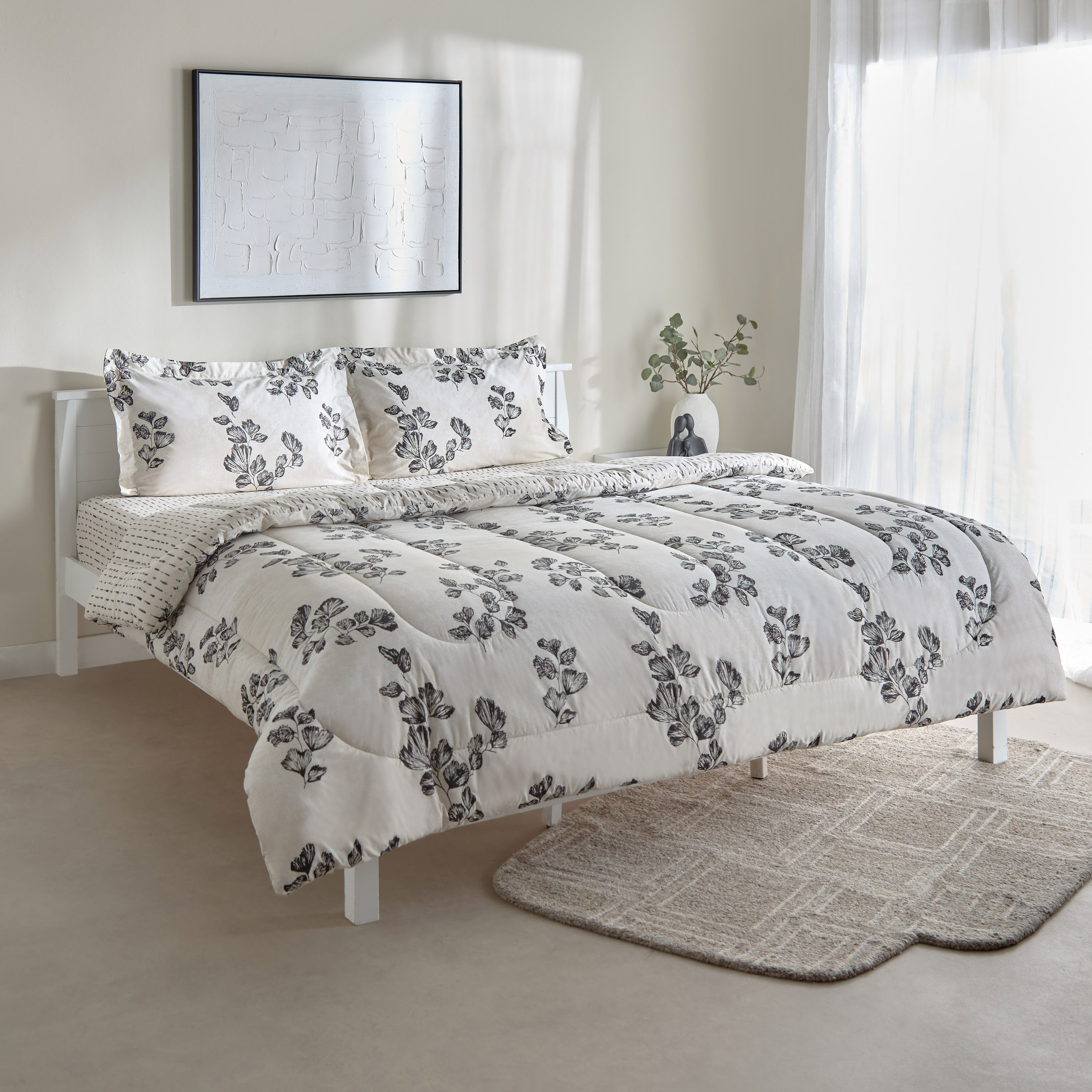 Luxot 3-Piece Monoleaf Printed Cotton Twin Comforter Set - 160x220 cm-hbxhomeware-hbxbedroom-image-2