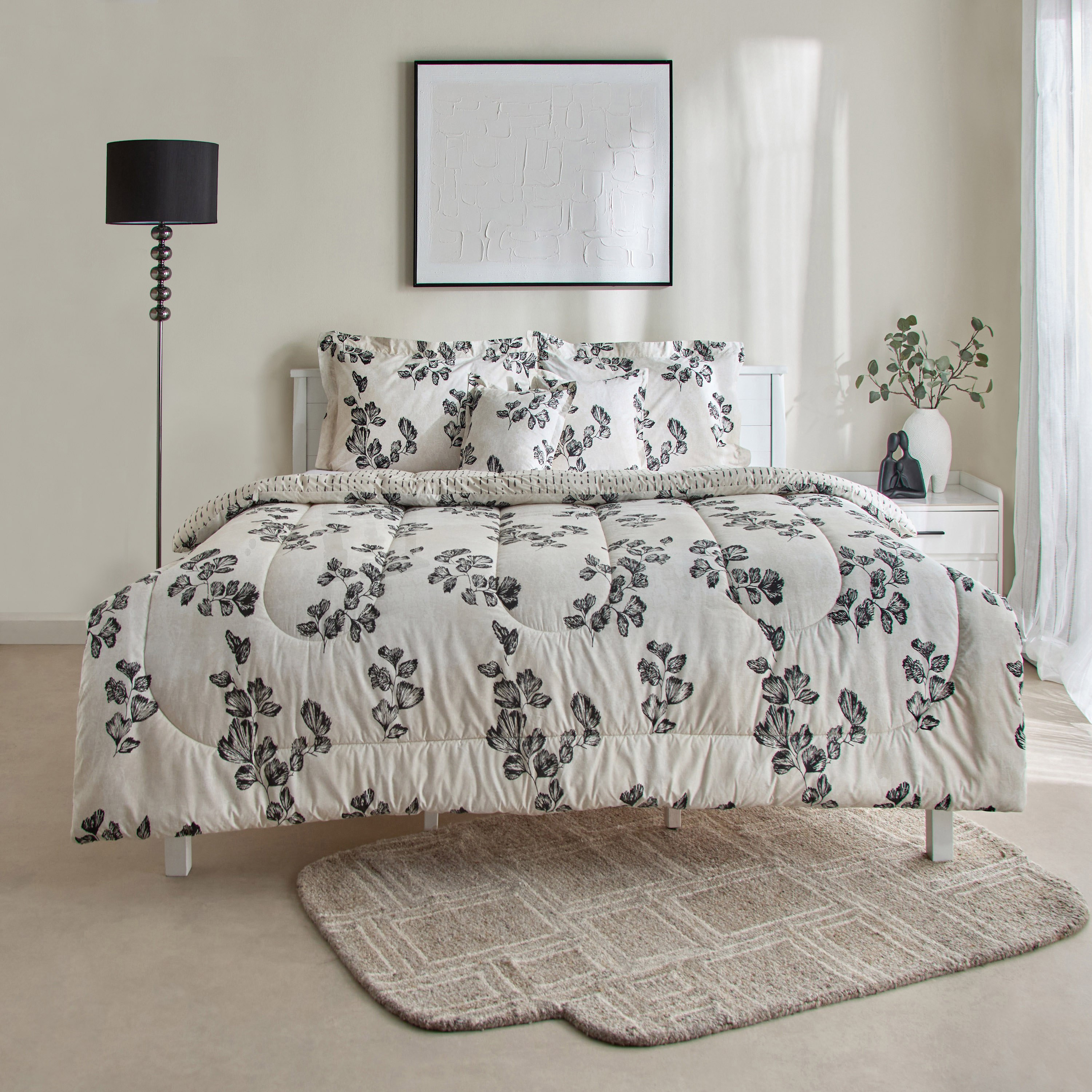 طقم لحاف قطن كينج بطبعات 5 قطع مونوليف من لوكسوت - 220x240 سم-hbxhomeware-hbxbedroom-image-3