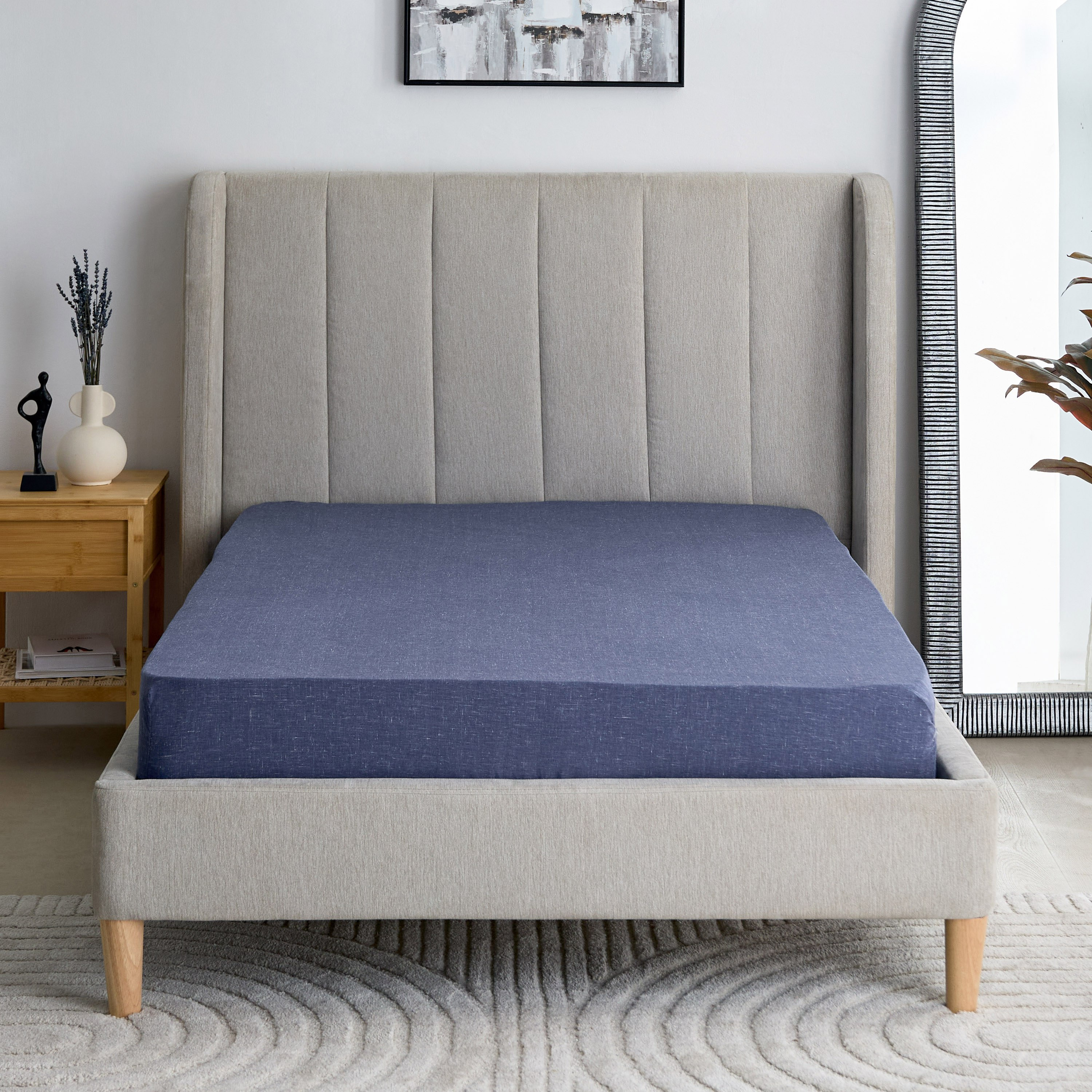 شرشف مطاطي توين قطن مزيج ثلاثي ميلانج أولي بطبعات من لافيش - 120x200+33 سم-hbxhomeware-hbxbedroom-image-3