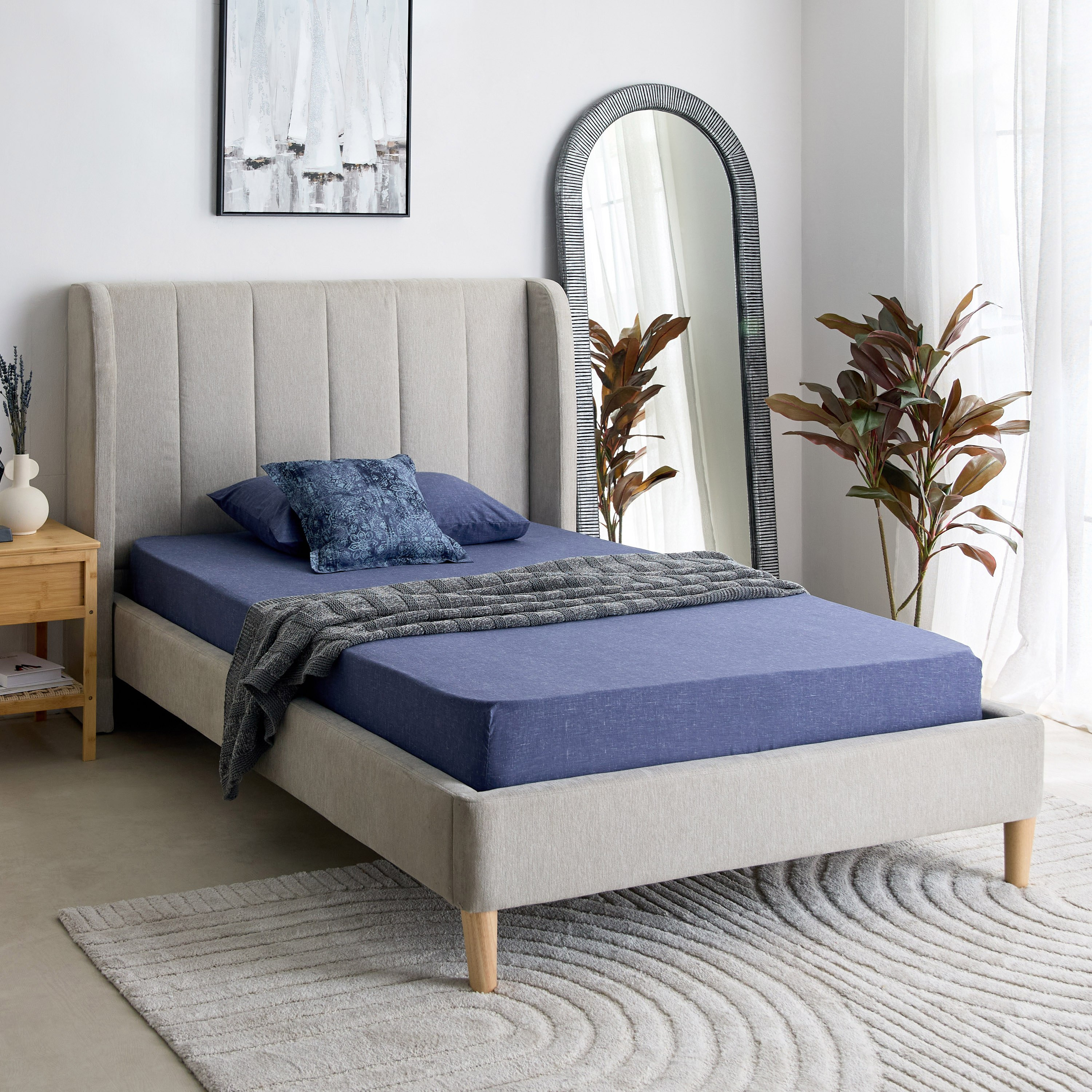 شرشف مطاطي توين قطن مزيج ثلاثي ميلانج أولي بطبعات من لافيش - 120x200+33 سم-hbxhomeware-hbxbedroom-image-8