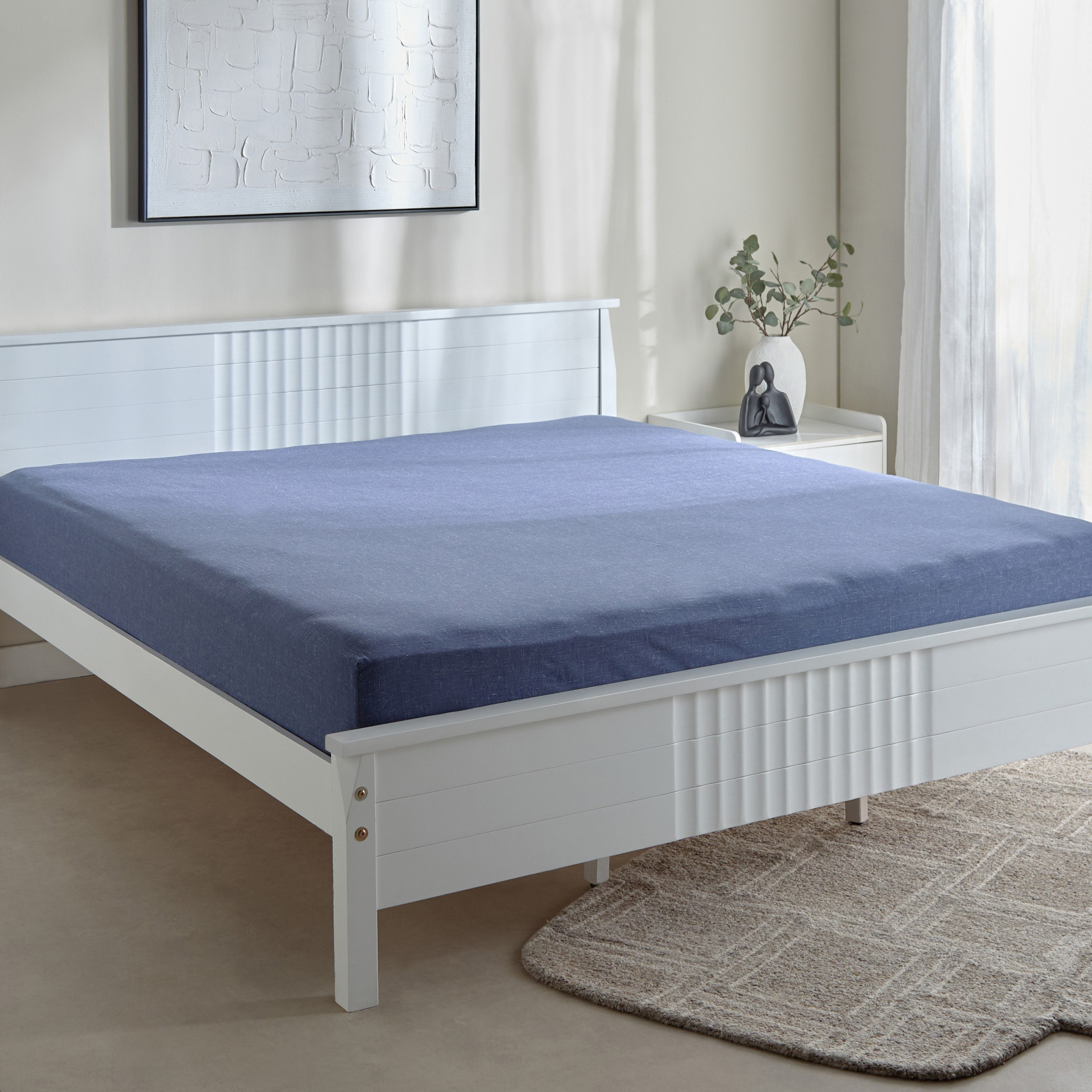 Lavish Triblend Melange Aouli Printed Cotton King Fitted Sheet - 180x200+33 cm-hbxhomeware-hbxbedroom-image-2