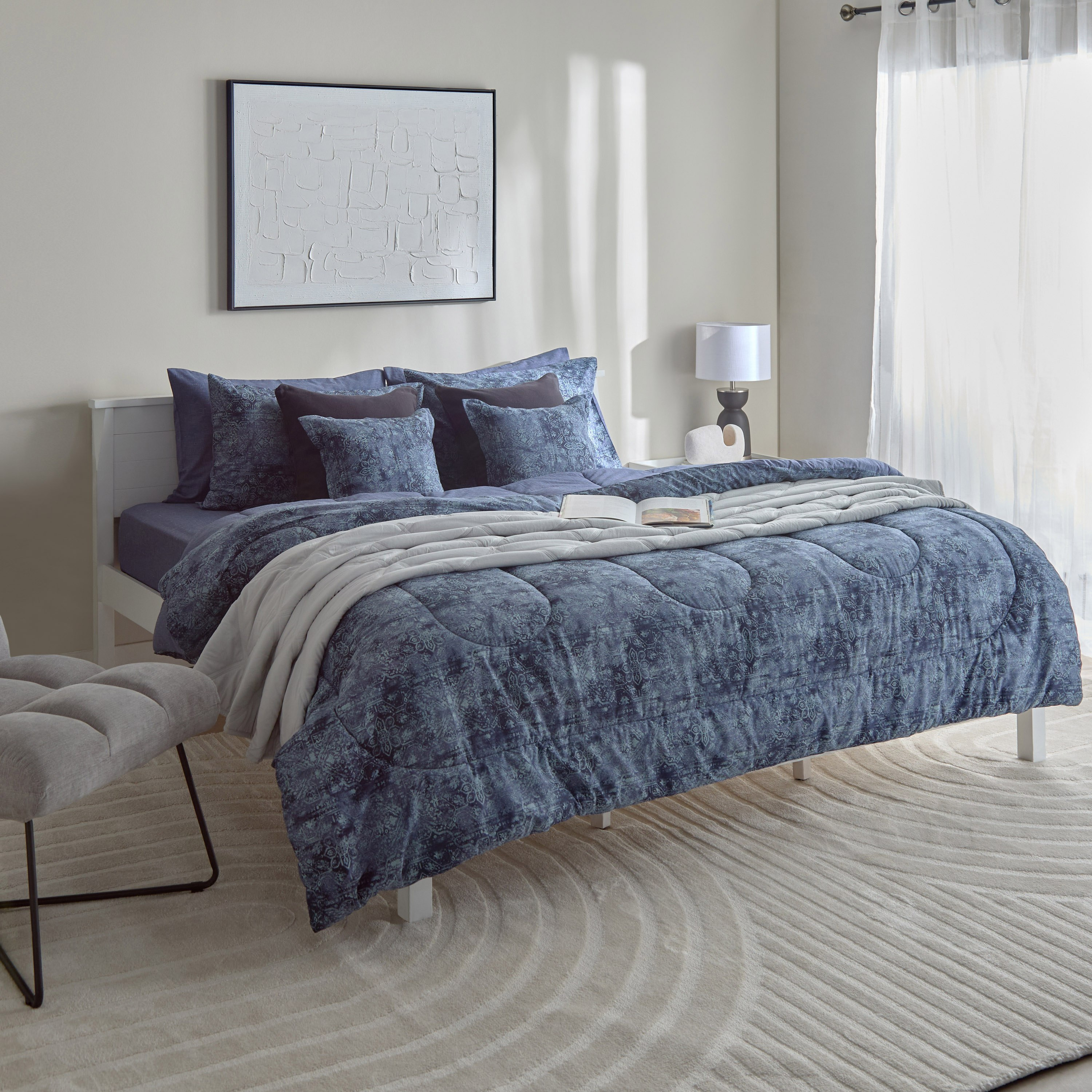 Lavish Triblend Melange Aouli Printed Cotton King Fitted Sheet - 180x200+33 cm-hbxhomeware-hbxbedroom-image-7