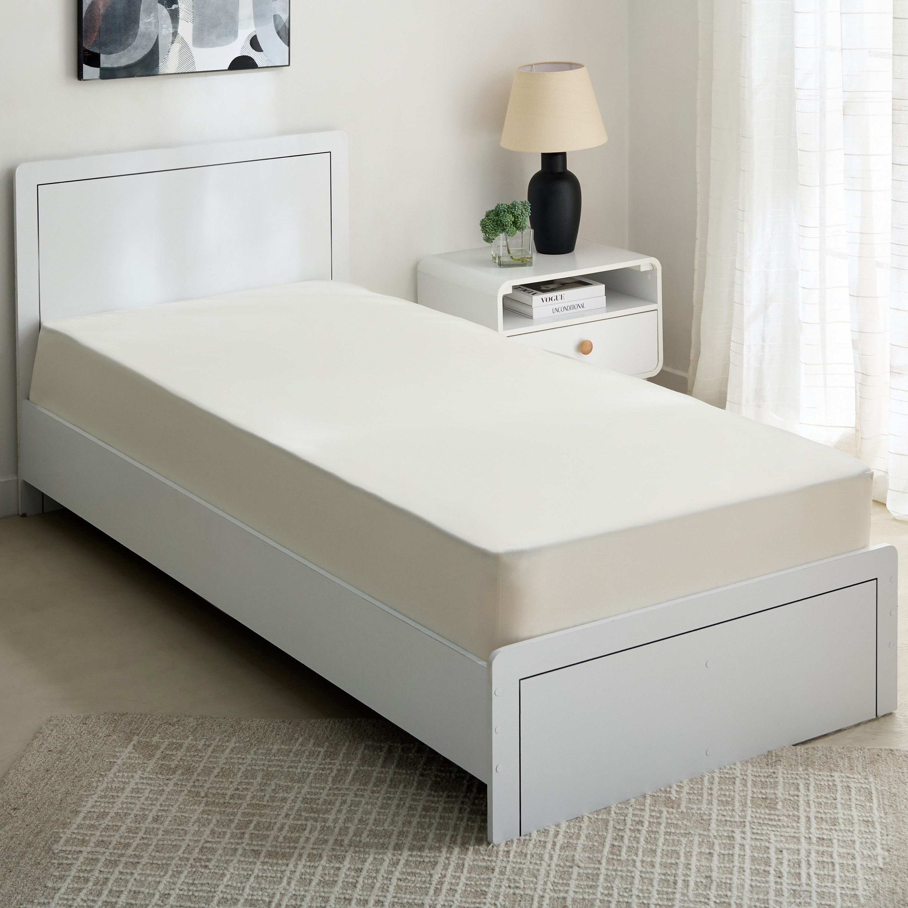 Essential Cotton Single Fitted Sheet - 90x200+36 cm-hbxhomeware-hbxbedroom-image-2
