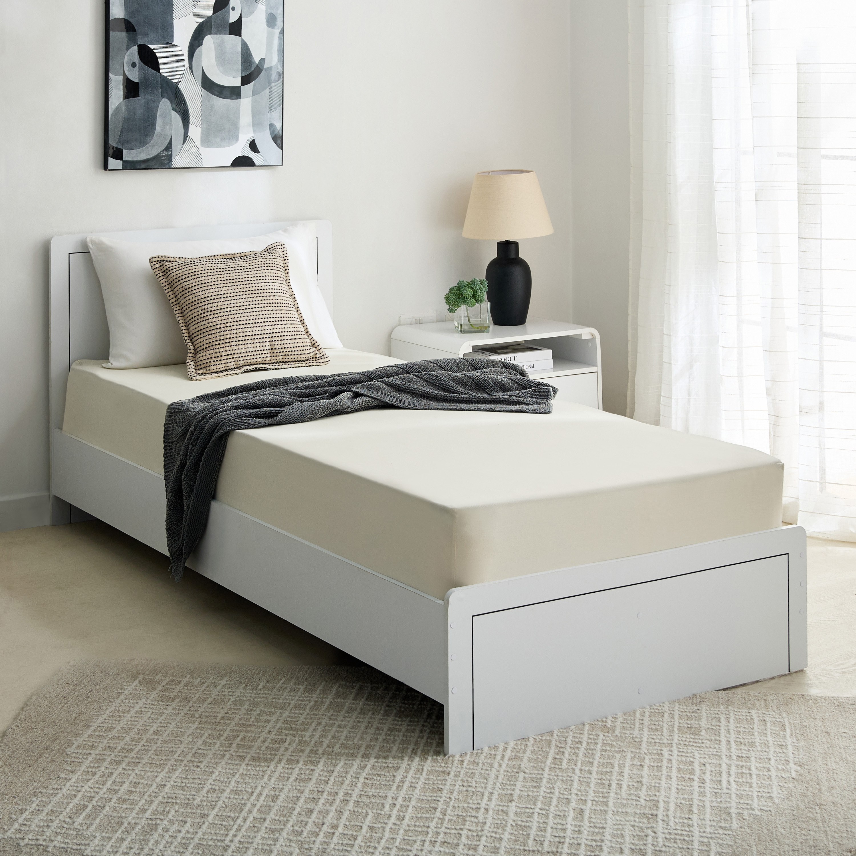 Essential Cotton Single Fitted Sheet - 90x200+36 cm-hbxhomeware-hbxbedroom-image-7