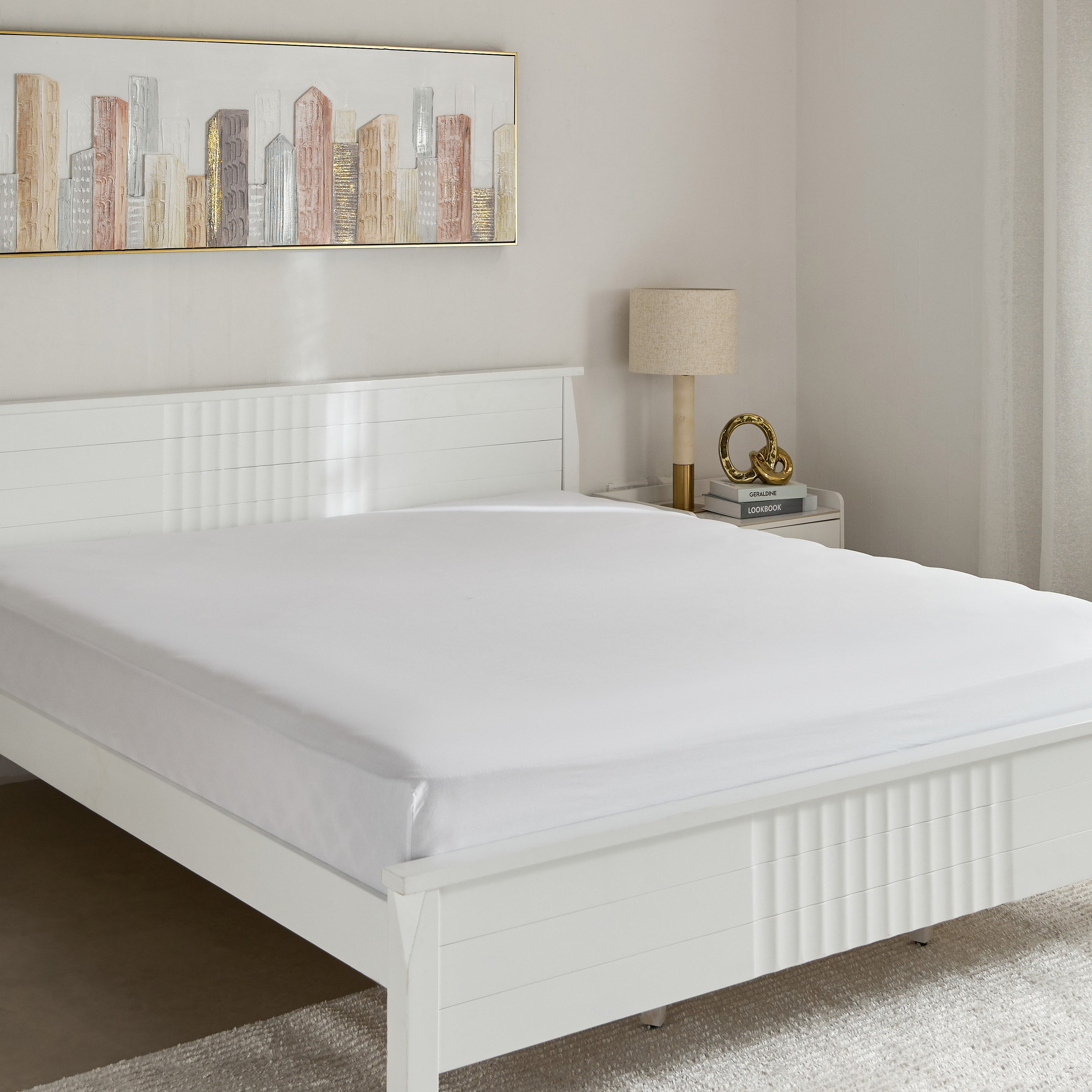شرشف مطاطي قطن كينج سادة من إيسينشيال - 180x210+36 سم-hbxhomeware-hbxbedroom-image-2