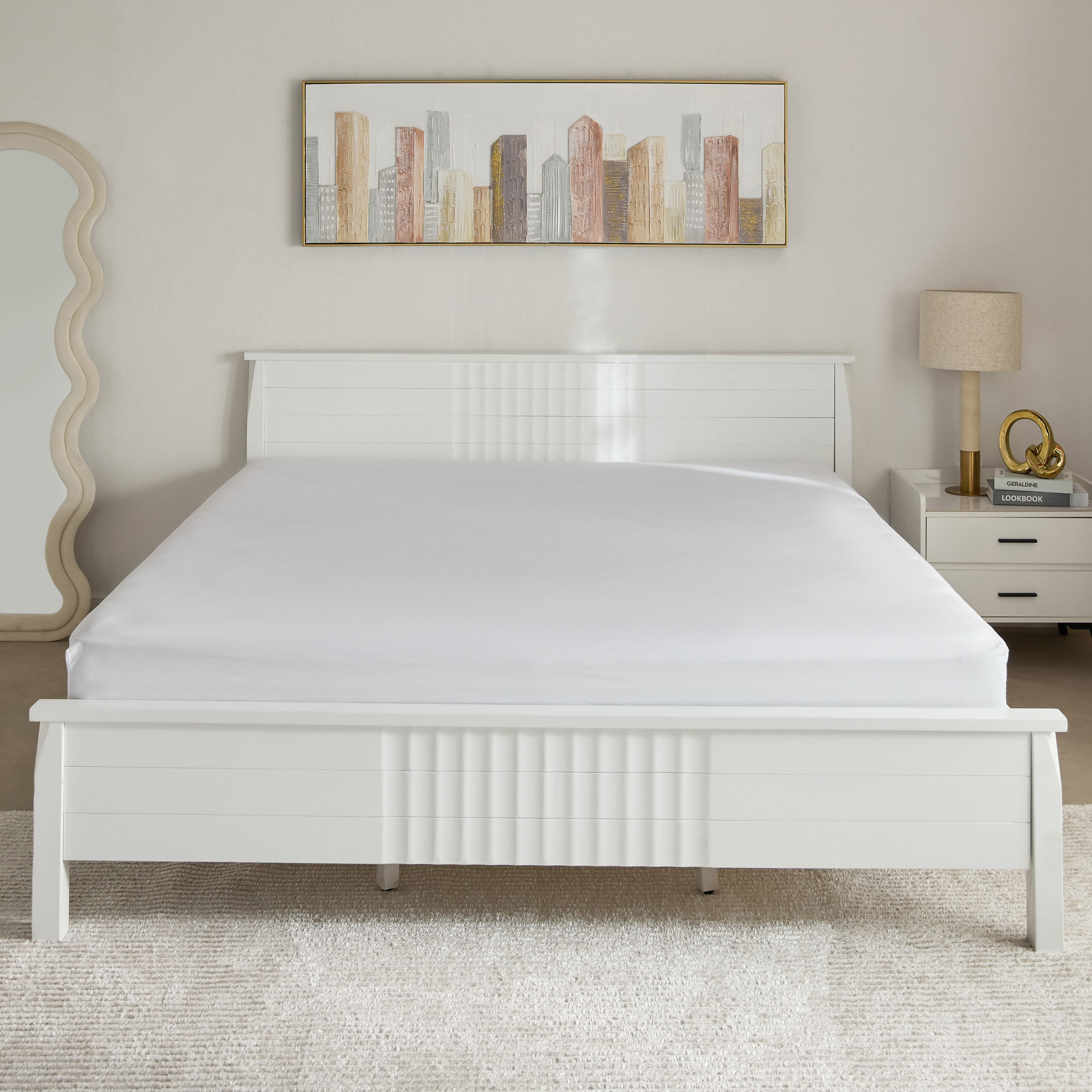 شرشف مطاطي قطن كينج سادة من إيسينشيال - 180x210+36 سم-hbxhomeware-hbxbedroom-image-3