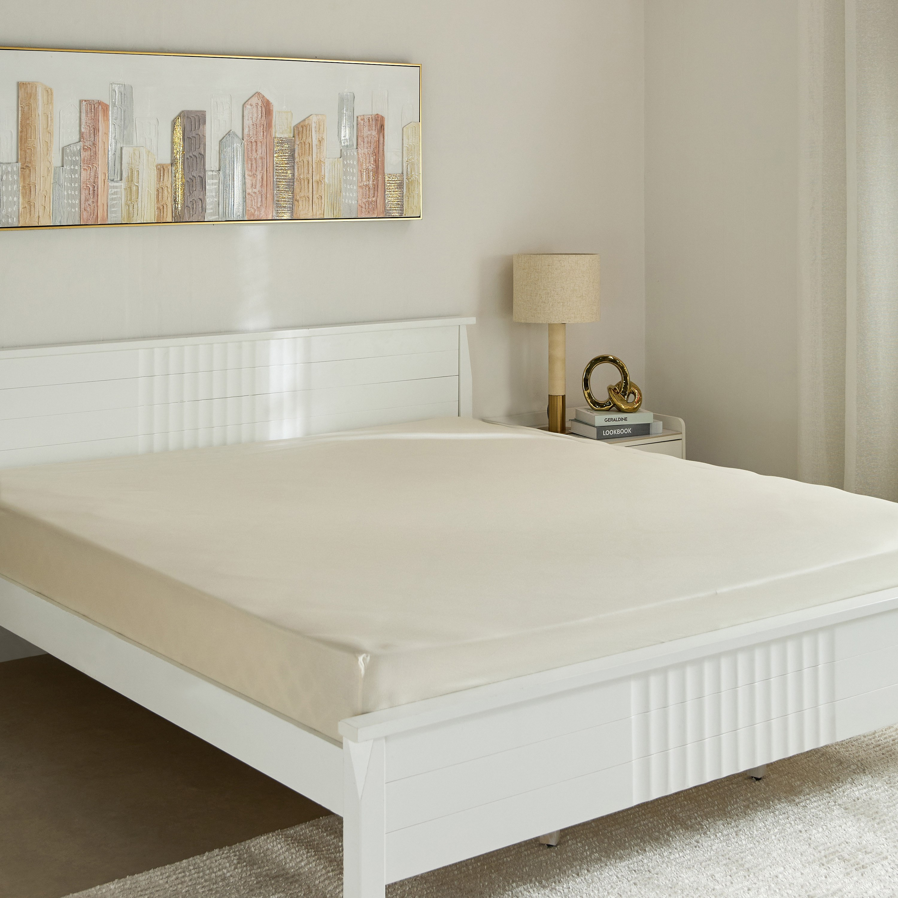 شرشف مطاطي قطن كينج سادة من إيسينشيال - 180x210+36 سم-hbxhomeware-hbxbedroom-image-2