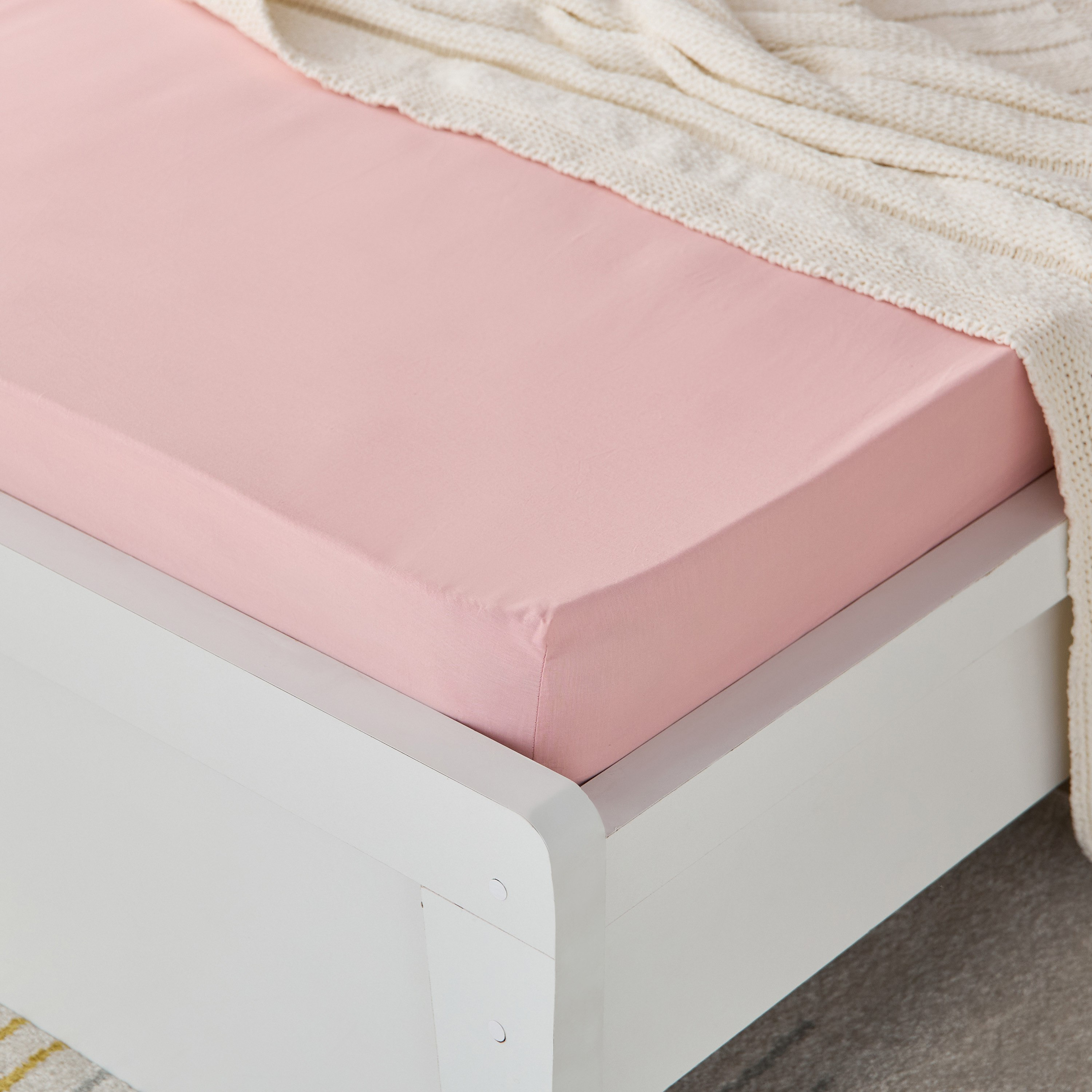 شرشف مطاطي قطن فردي سادة من إسنشيال - 90x200+36 سم-hbxhomeware-hbxkidsandyouth-image-1