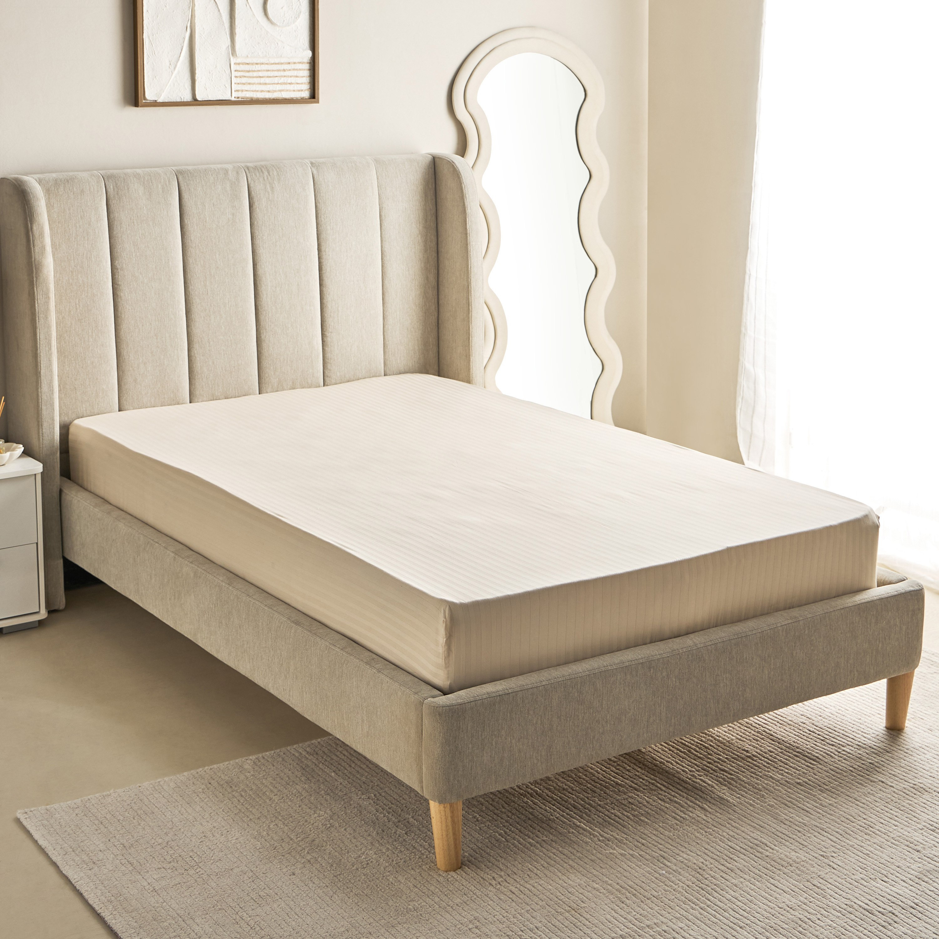 Hamilton Satin Stripe Twin Fitted Sheet - 120x200+36 cm-hbxhomeware-hbxbedroom-image-2