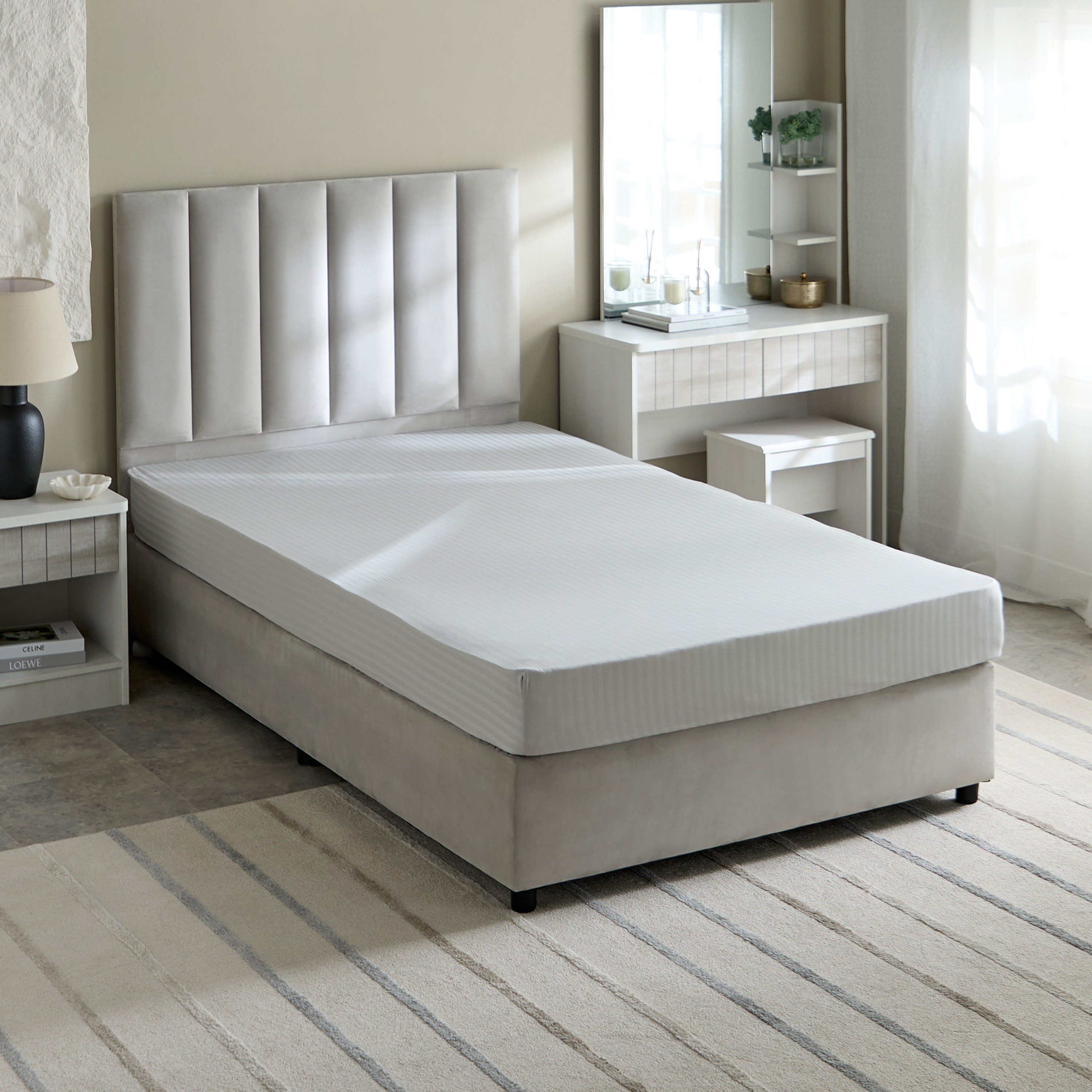 Hamilton Satin Stripe Twin Fitted Sheet - 120x200+36 cm-hbxhomeware-hbxbedroom-image-2