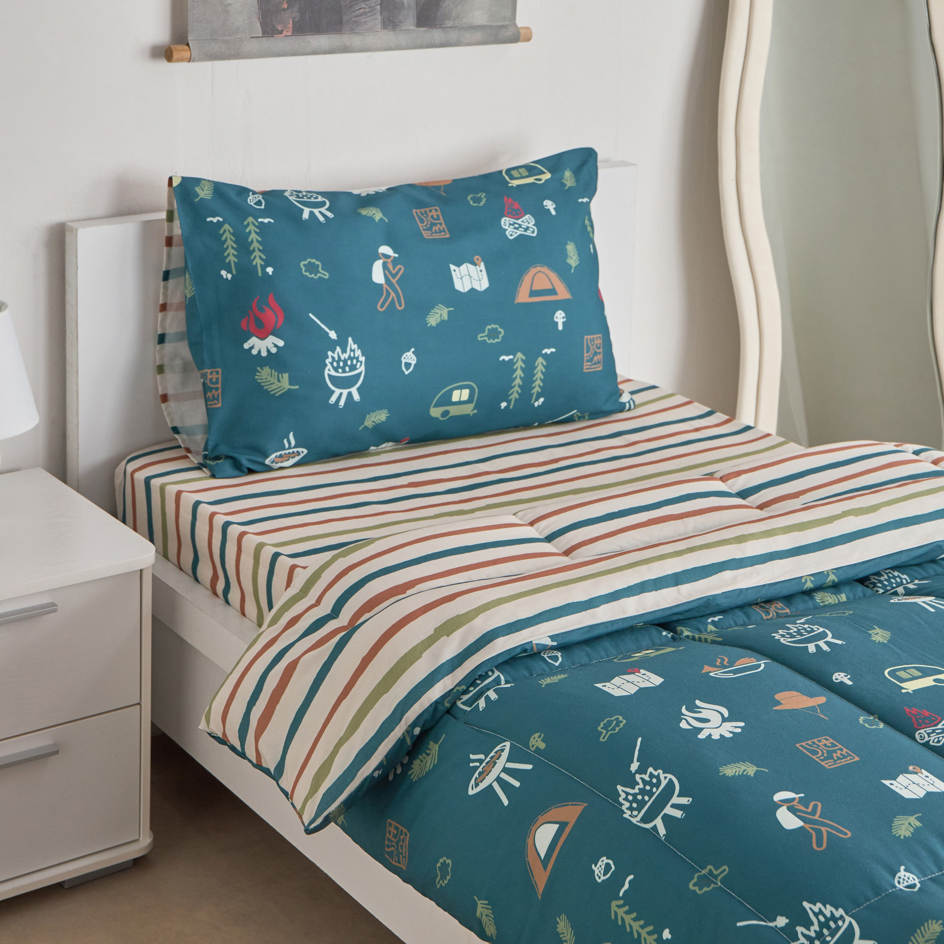 Joy Adventurer Campsite 2-Piece Single Cotton Comforter Set - 135x220 cm-hbxhomeware-hbxbedroom-image-1
