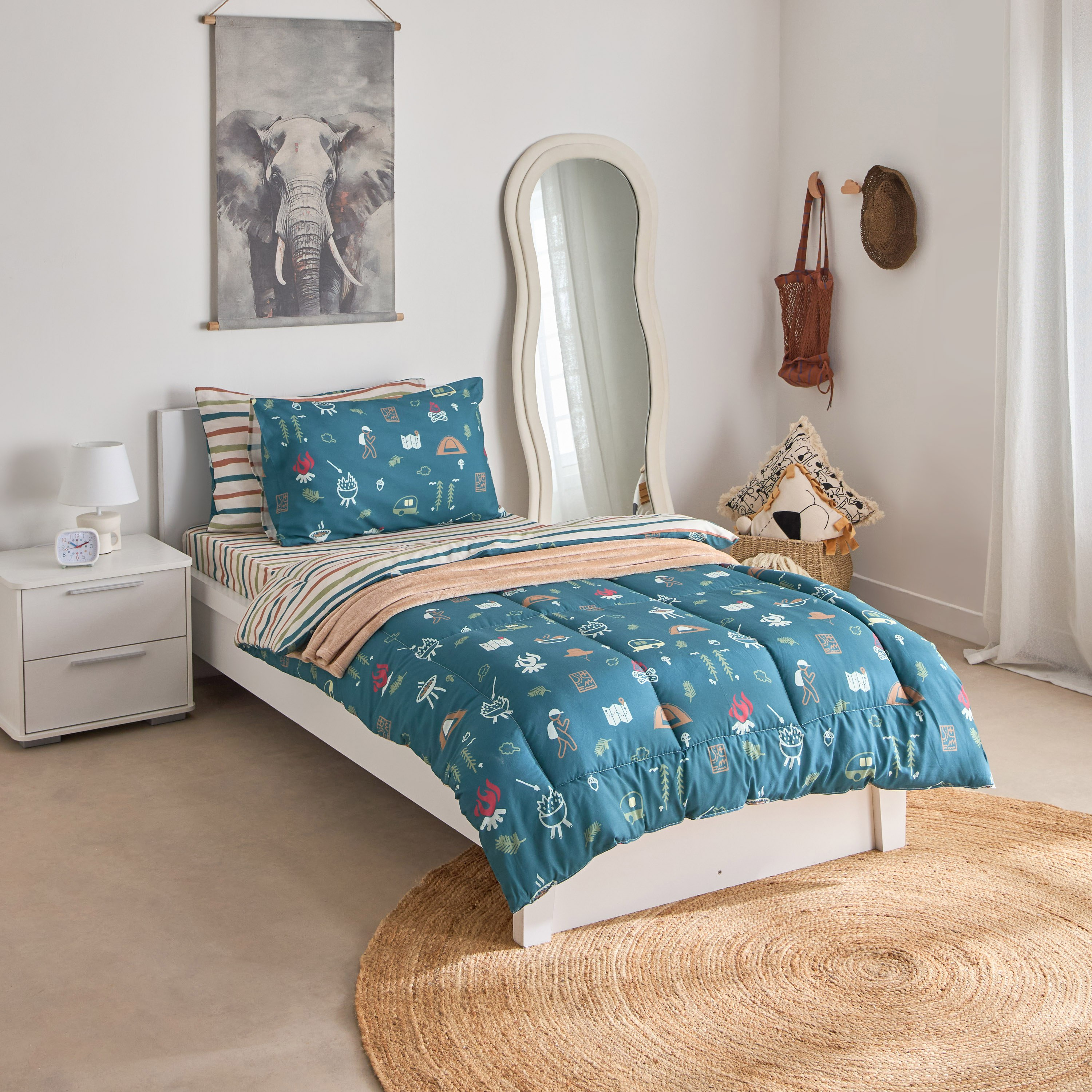 Joy Adventurer Campsite Single Cotton Fitted Sheet - 90x200+25 cm-hbxhomeware-hbxkidsandyouth-image-8