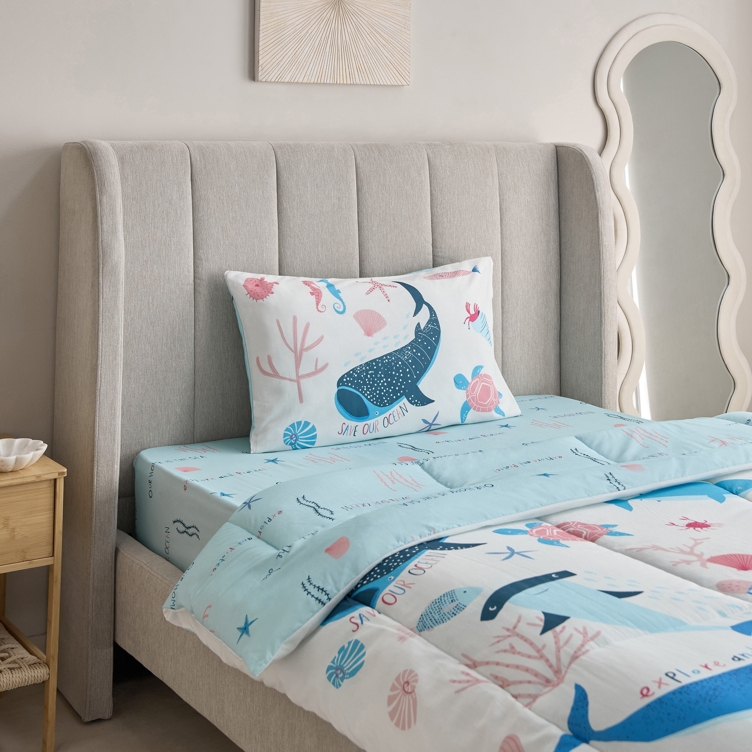 طقم لحاف قطن زوجي قطعتين مارين من جوي سي وورلد - 160x220 سم-hbxhomeware-hbxbedroom-image-1