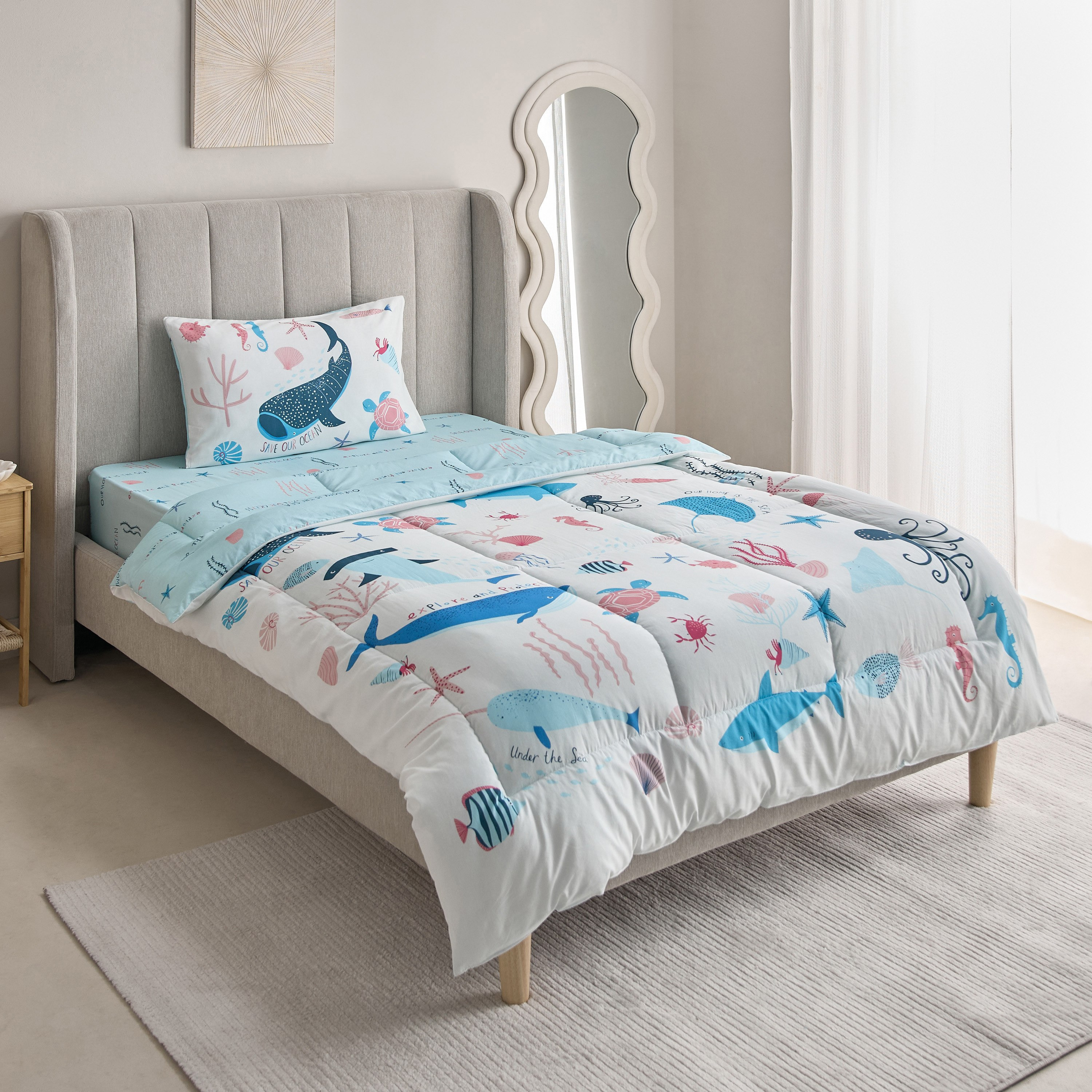 طقم لحاف قطن زوجي قطعتين مارين من جوي سي وورلد - 160x220 سم-hbxhomeware-hbxbedroom-image-2