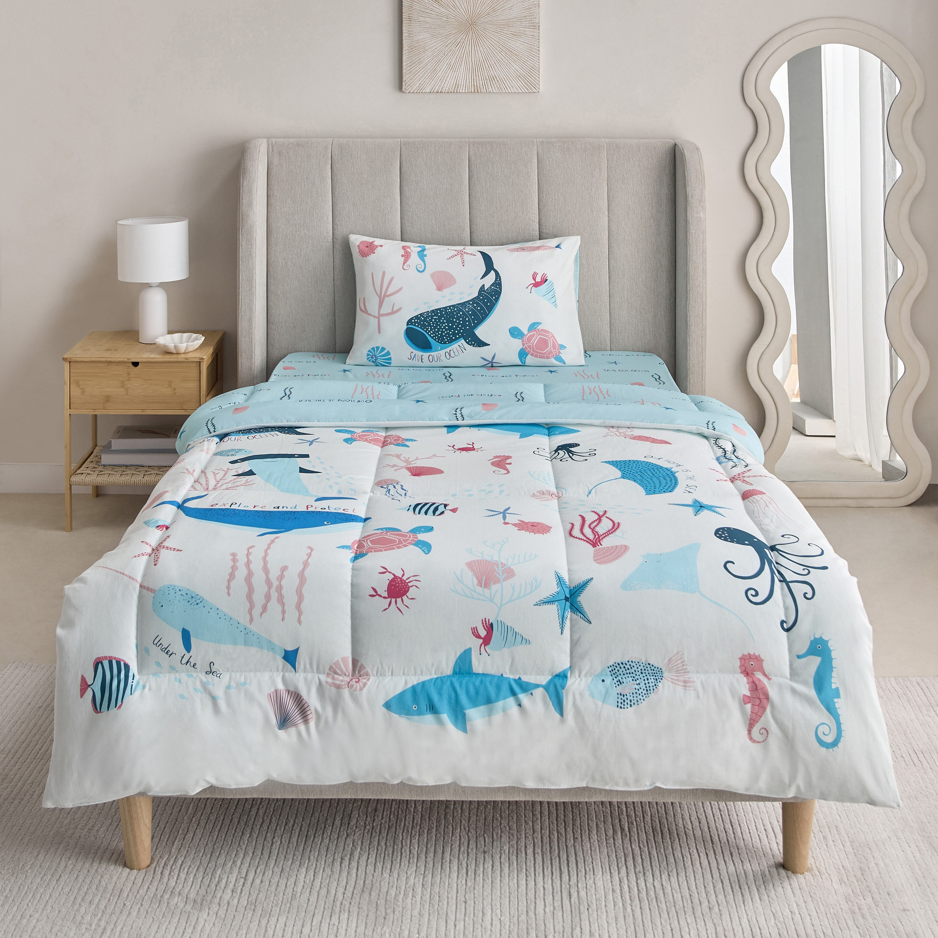 طقم لحاف قطن زوجي قطعتين مارين من جوي سي وورلد - 160x220 سم-hbxhomeware-hbxbedroom-image-3