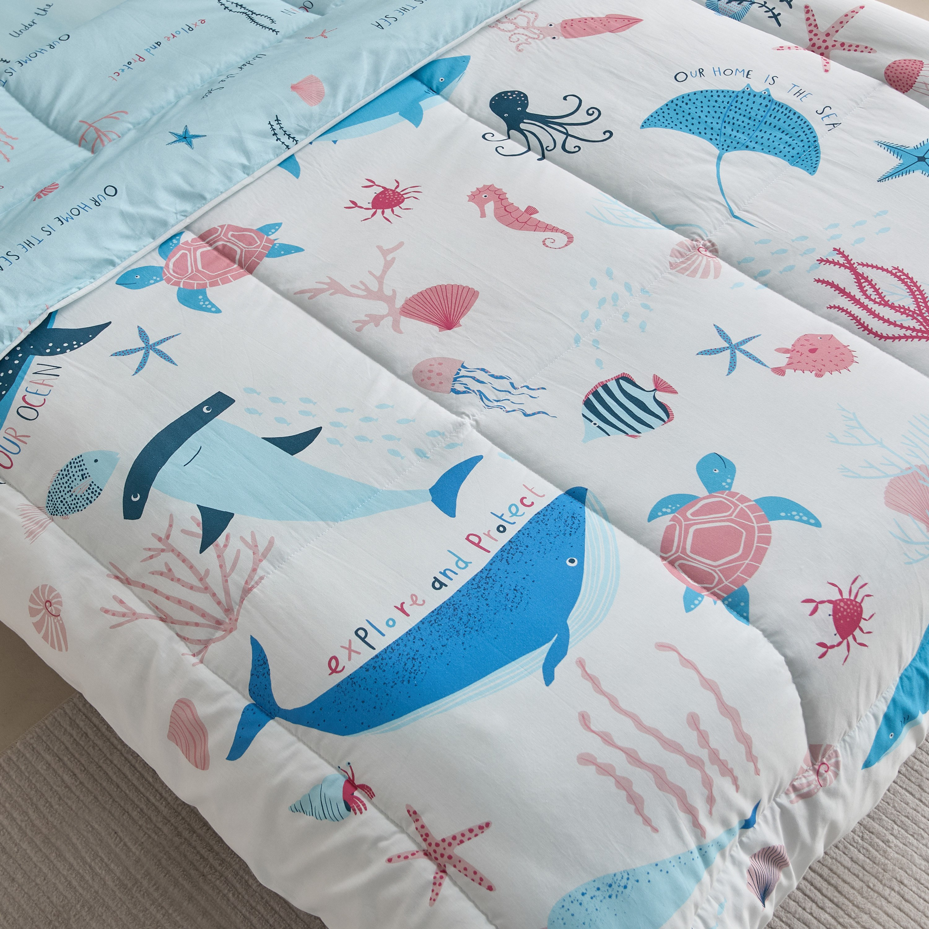طقم لحاف قطن زوجي قطعتين مارين من جوي سي وورلد - 160x220 سم-hbxhomeware-hbxbedroom-image-5