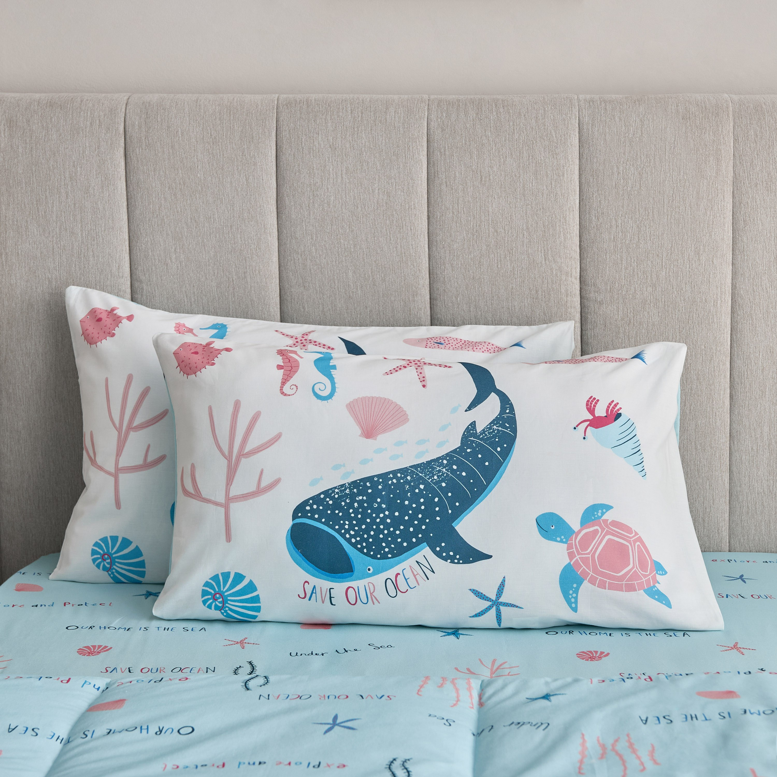 Joy Sea World 2-Piece Marine Pillow Cover Set - 50x75 cm-hbxhomeware-hbxkidsandyouth-image-2