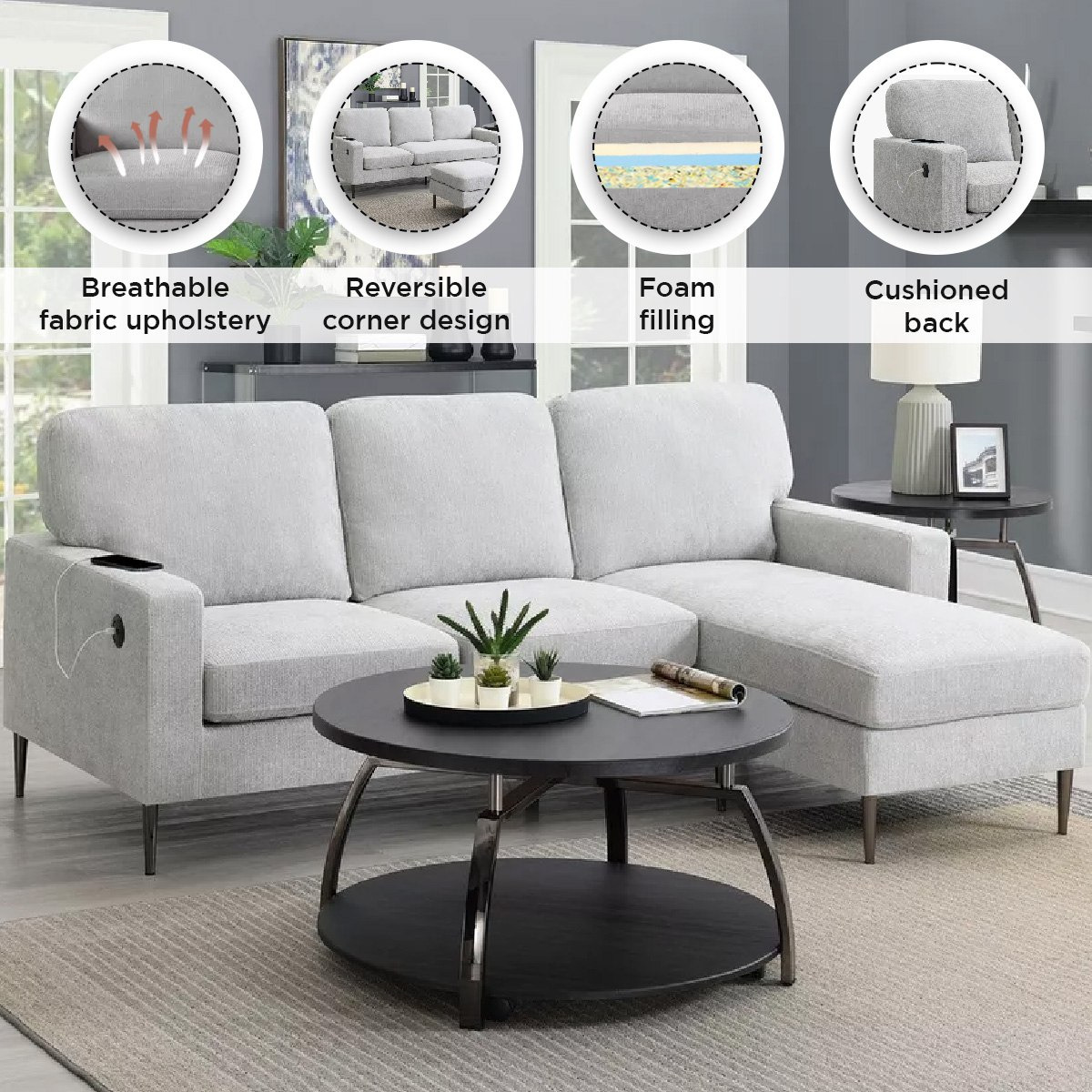 كنبة قماش ركنية قابلة للعكس 3 مقاعد مع يو إس بي من آريا إن إكس تي-hbxlivingroom-sofasandarmchairs-cornersofas-image-5
