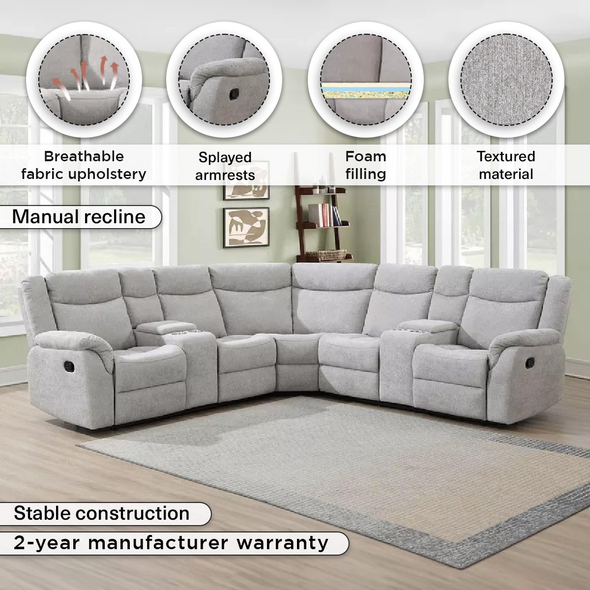 كنبة استرخاء ركنية قماش 4 مقاعد مع 2 كونسول و4 حاملات أكواب من ألفريد-hbxlivingroom-sofasandarmchairs-sofas-image-5
