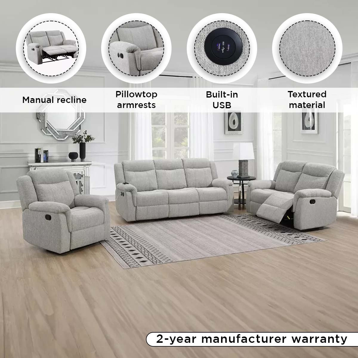 Jane 2-Seater Fabric Recliner Sofa with USB-hbxlivingroom-sofasandarmchairs-sofas-image-4