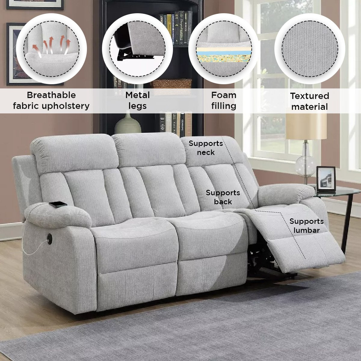 Dallas Electric Power 3-Seater Fabric Recliner Sofa with USB-hbxlivingroom-sofasandarmchairs-sofas-image-5