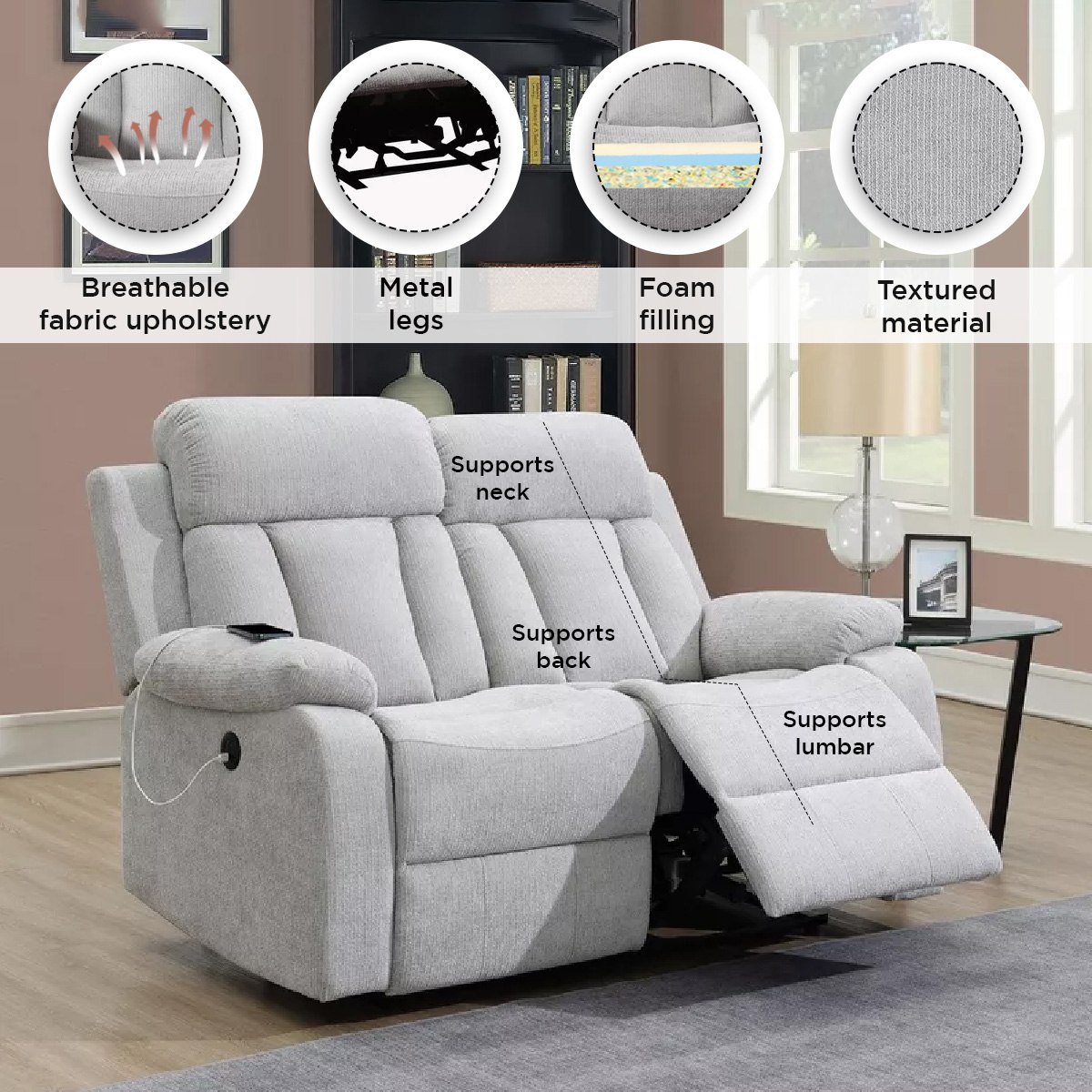 كنبة استرخاء قماش مقعدين قابلة للضبط بالطاقة الكهربائية مع منفذ يو إس بي من دالاس-hbxlivingroom-sofasandarmchairs-sofas-image-5