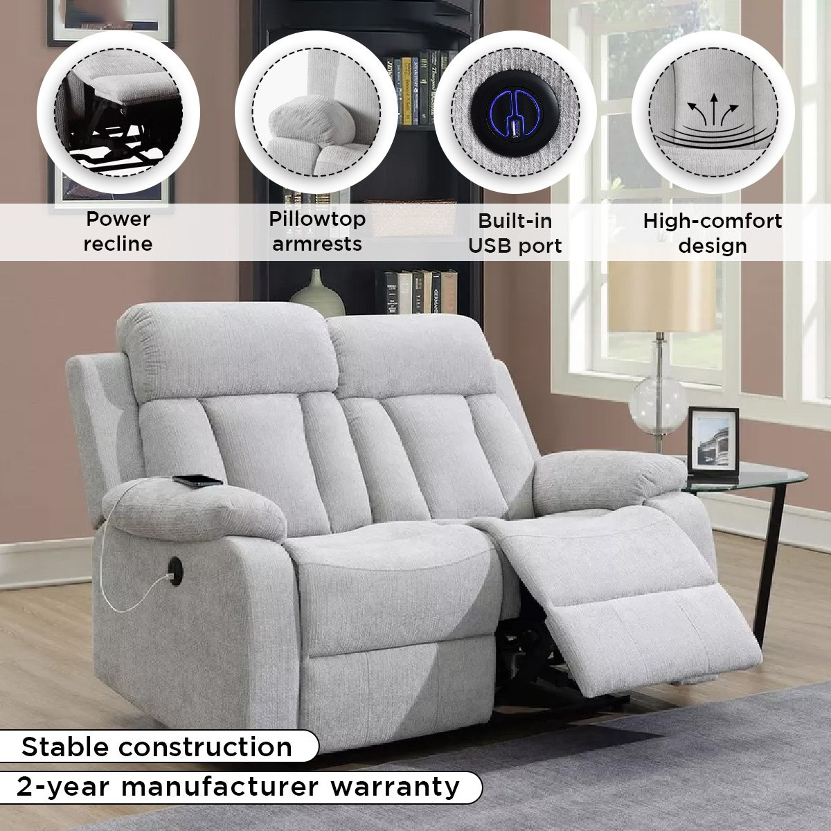 كنبة استرخاء قماش مقعدين قابلة للضبط بالطاقة الكهربائية مع منفذ يو إس بي من دالاس-hbxlivingroom-sofasandarmchairs-sofas-image-4
