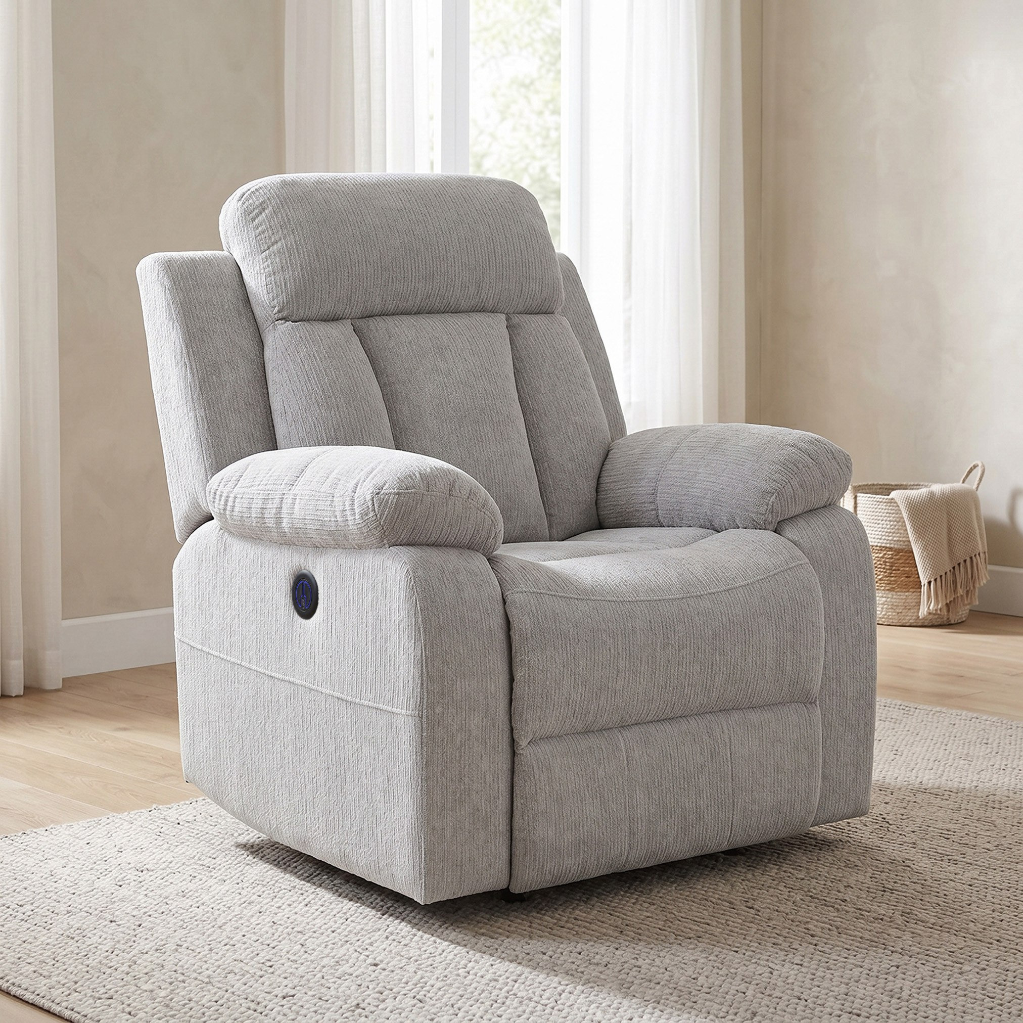 Dallas Electric Power Armchair Fabric Recliner Sofa with USB-hbxlivingroom-sofasandarmchairs-sofas-image-1