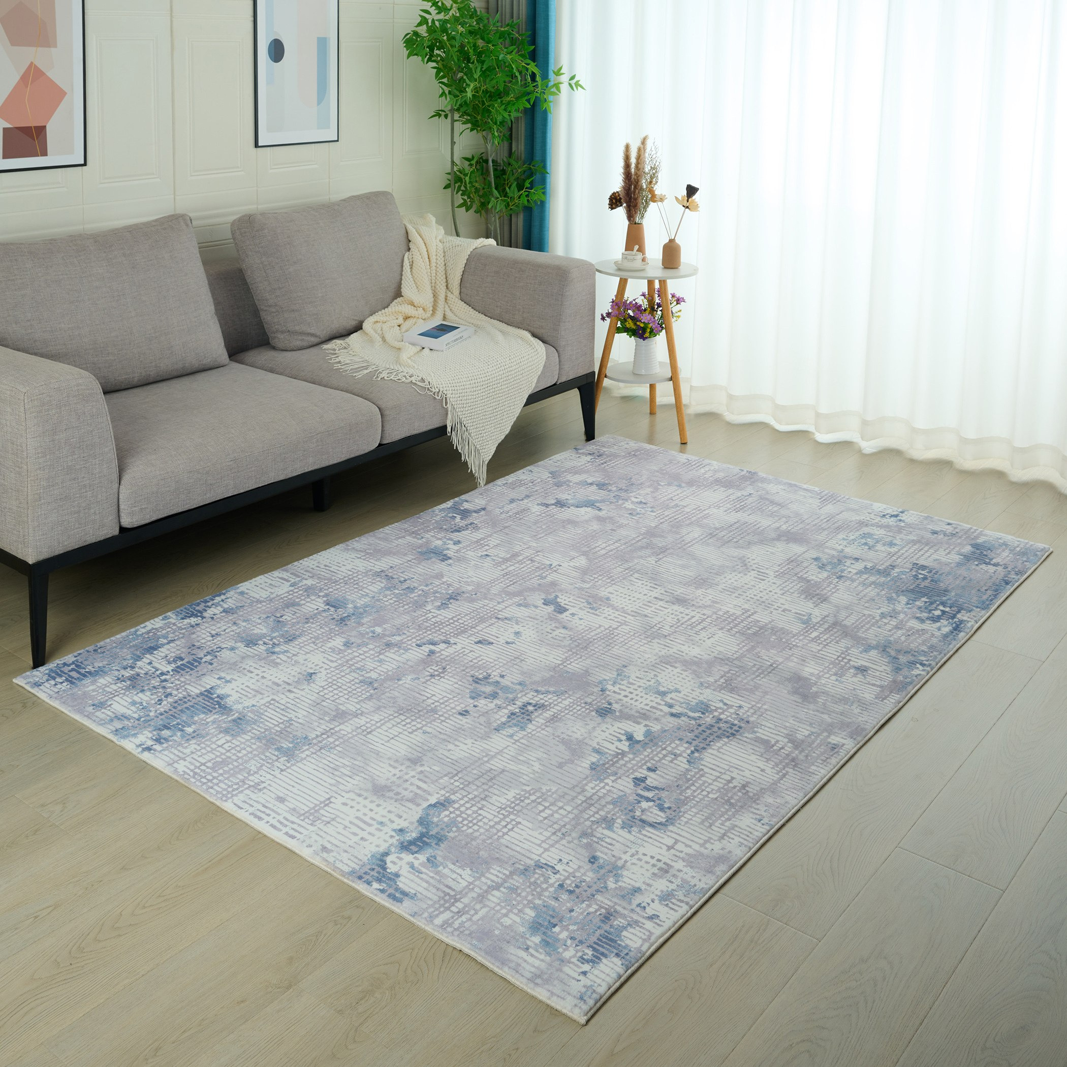 سجادة فرو مخمليّة بطبعات إنتروبي من ميلان - 160x230 سم-hbxdecorandfurnishings-floorcoverings-rugs-image-1