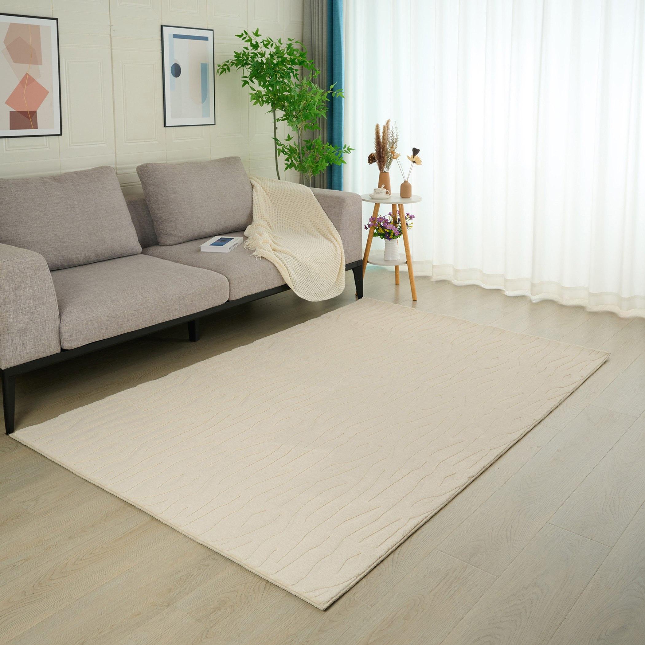 Buy Zara Reza Jacquard Rabbit Fur Rug - 200x300 cm Online in UAE | Homebox