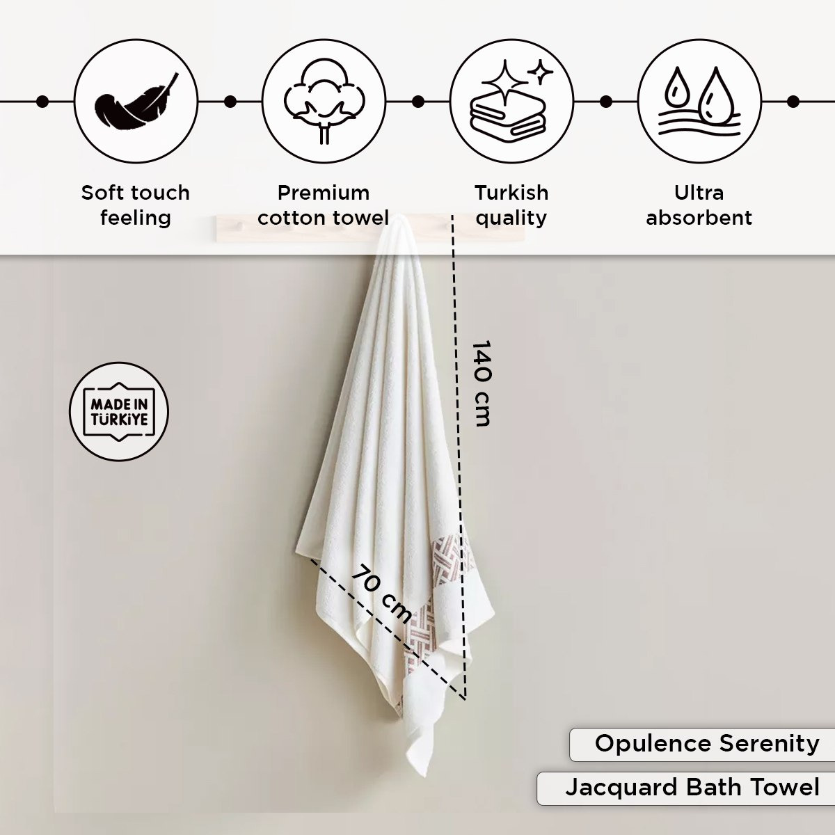 منشفة حمام قطن تركي بحواف جاكار من أوبيولنس سيرينيتي - 70x140 سم-hbxbathroom-bathroomtextiles-image-4