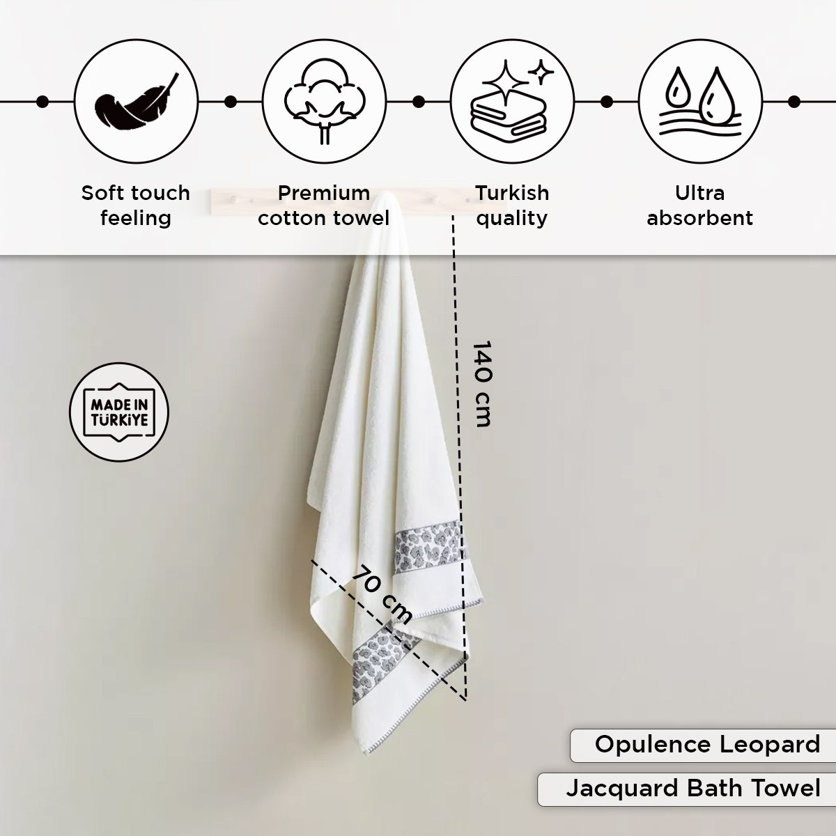 منشفة حمام من القطن التركي بحواف جاكار من أوبيولنس ليوبارد - 70x140 سم-hbxbathroom-bathroomtextiles-image-4