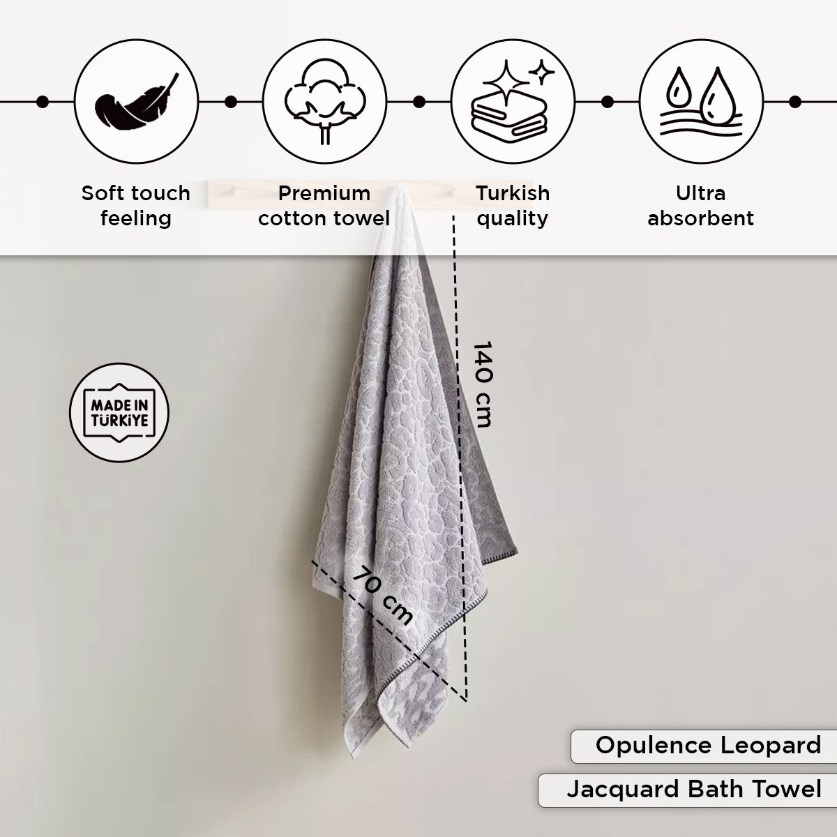 منشفة حمام جاكار من القطن التركي من أوبيولنس ليوبارد- 70x140 سم-hbxbathroom-bathroomtextiles-image-4