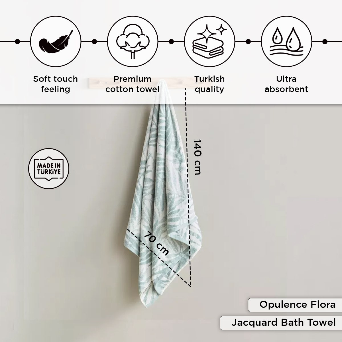 منشفة حمام تركي قطن جاكار بخيوط مصبوغة من أوبولينس فلورا - 70×140 سم-hbxbathroom-bathroomtextiles-image-4
