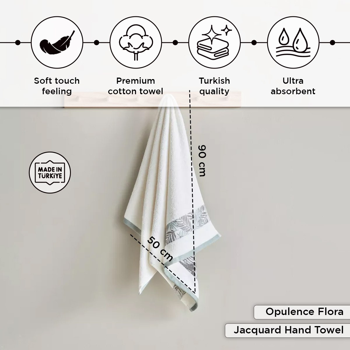 منشفة يد من القطن التركي بحواف جاكار من أوبيولنس فلورا - 50x90 سم-hbxbathroom-bathroomtextiles-image-4