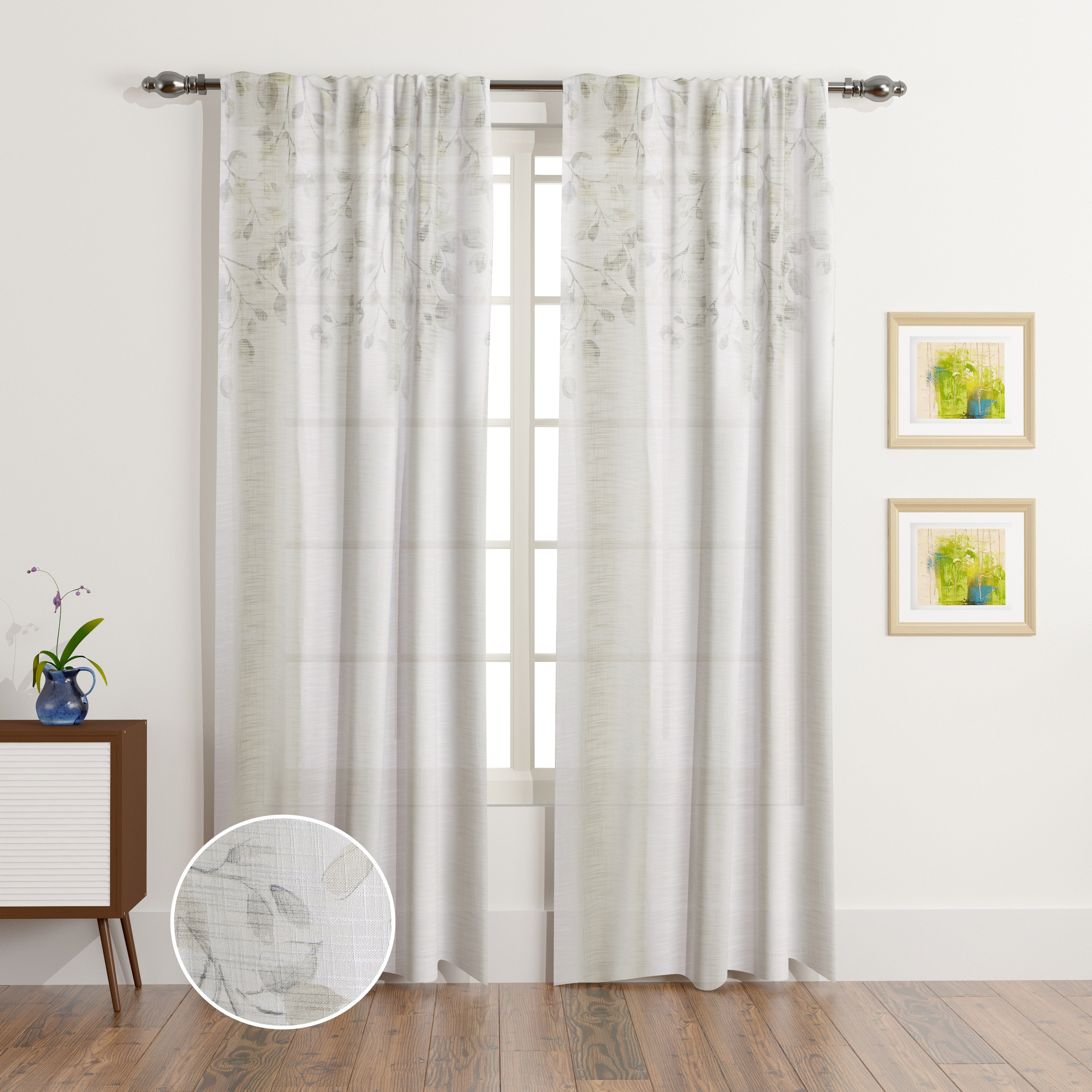 Clive 2-Piece Printed Sheer Rod Pocket Curtain Set - 140x240 cm-hbxhomeware-hbxlivingroom-image-1