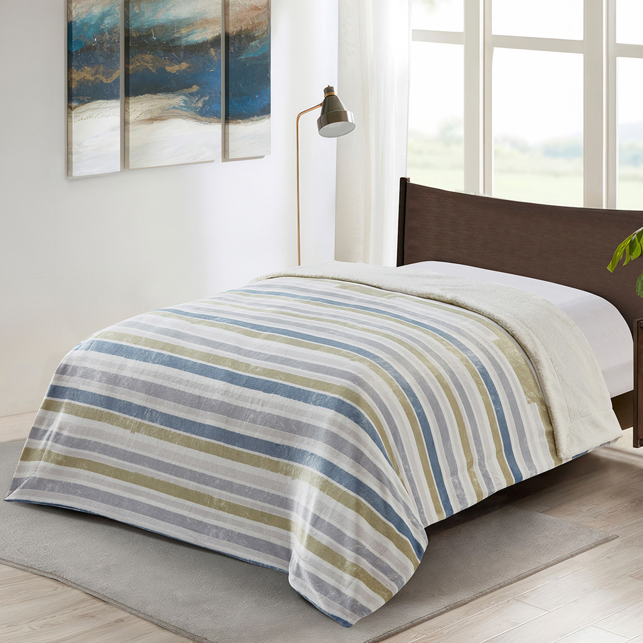 Braxton Versa Printed Flannel Sherpa Twin Blanket - 150x200 cm-hbxhomeware-hbxbedroom-image-1
