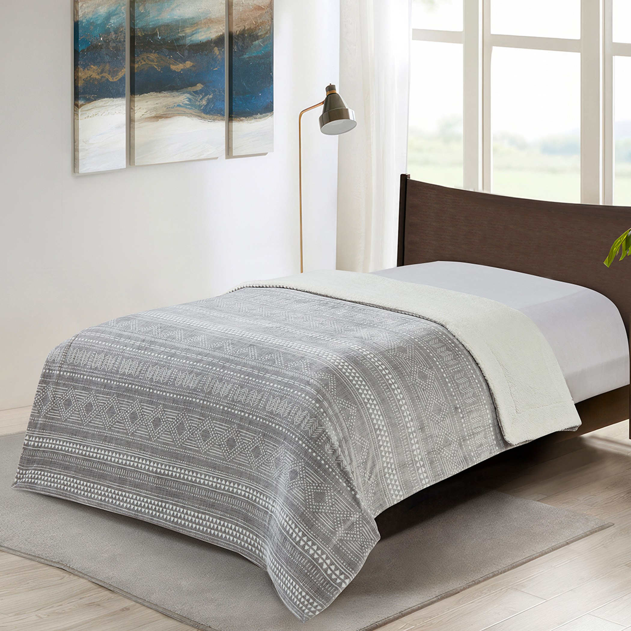 Braxton Penza Printed Flannel Sherpa Twin Blanket - 150x200 cm-hbxhomeware-hbxbedroom-image-1