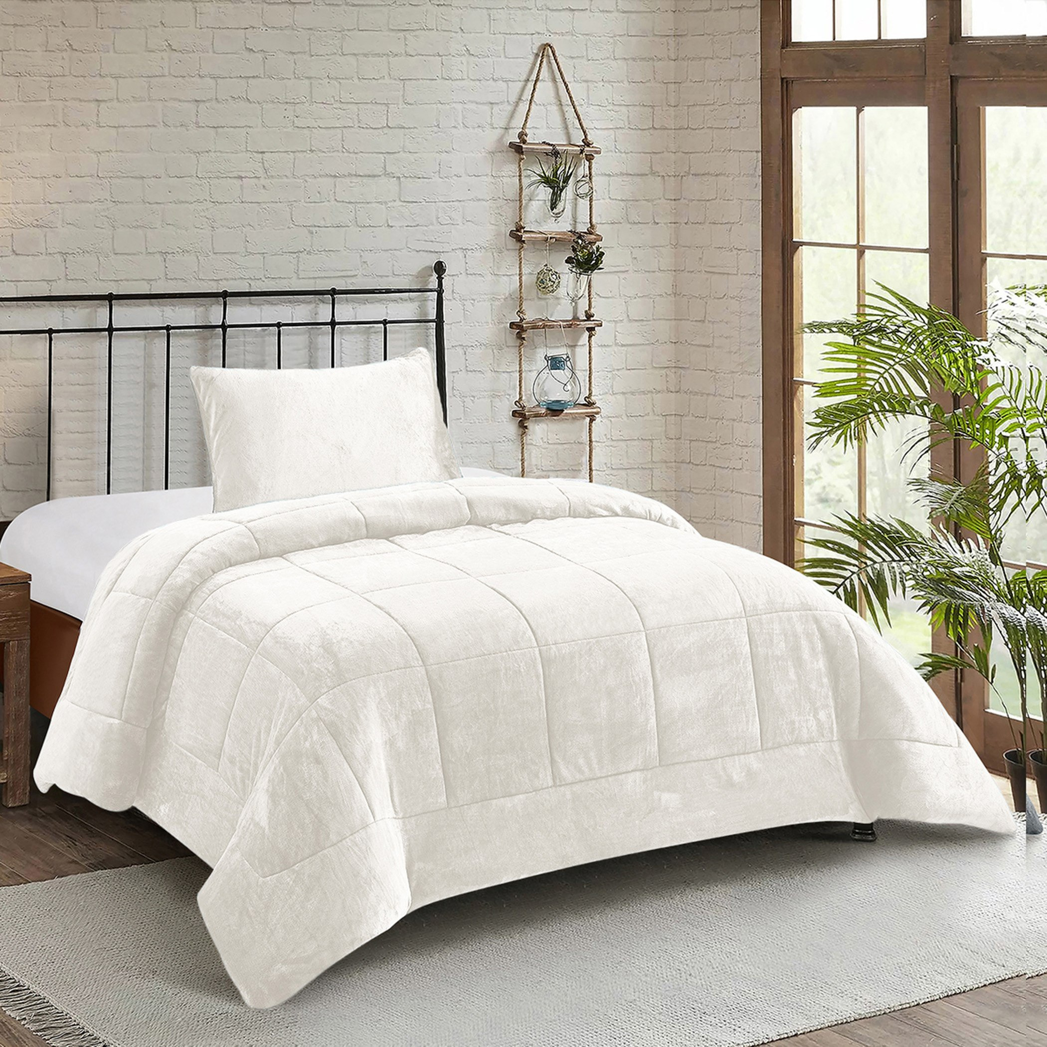 Nariko Solid Flannel 2-Piece Twin Comforter Set - 150x220 cm-hbxhomeware-hbxbedroom-image-1