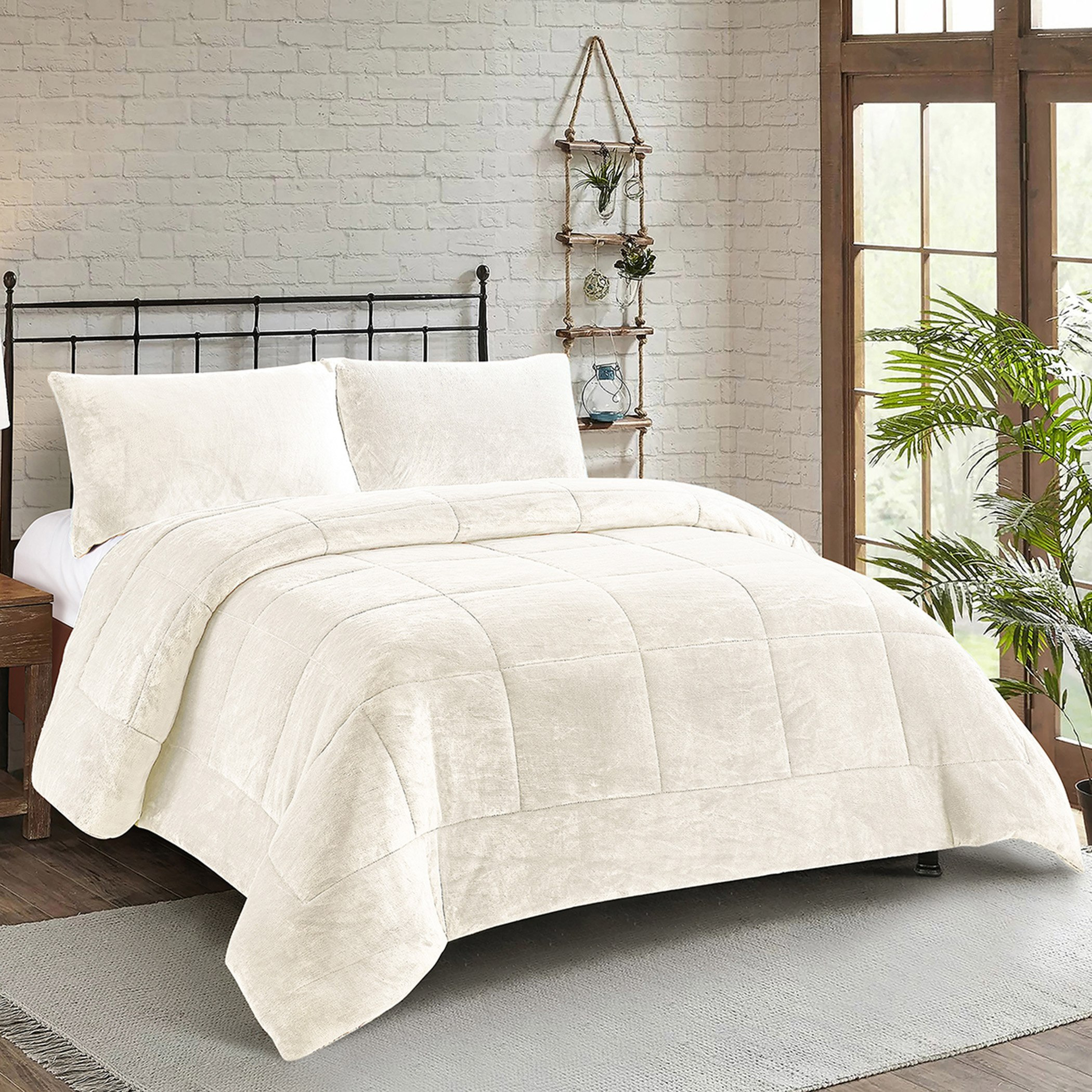 Nariko 3-Piece Solid Flannel King Comforter Set - 220x240 cm-hbxhomeware-hbxbedroom-image-1