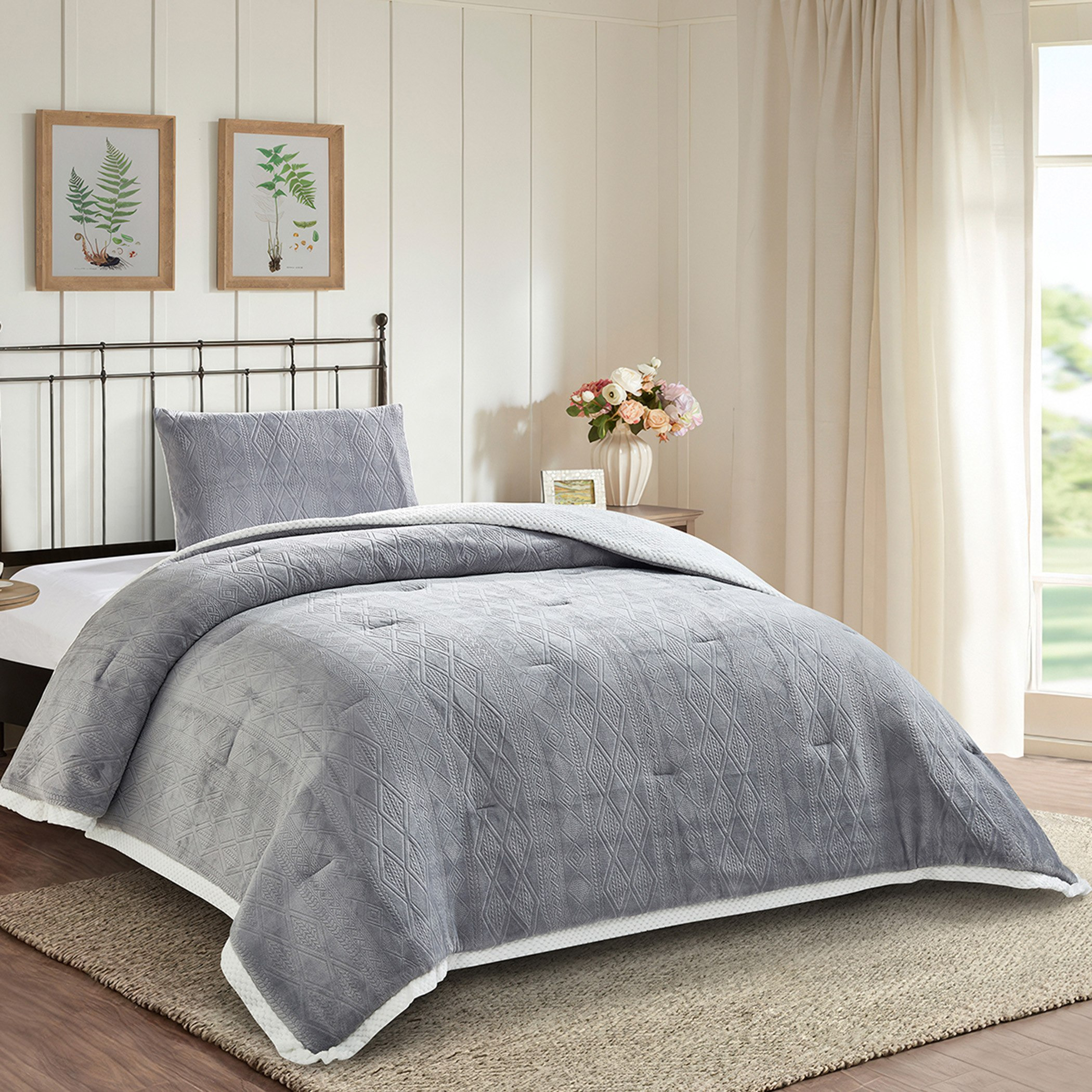 طقم لحاف توين قطعتين فلانيل مخملي ميكروميلك جيرن من بيرن - 150×220 سم-hbxhomeware-hbxbedroom-image-1
