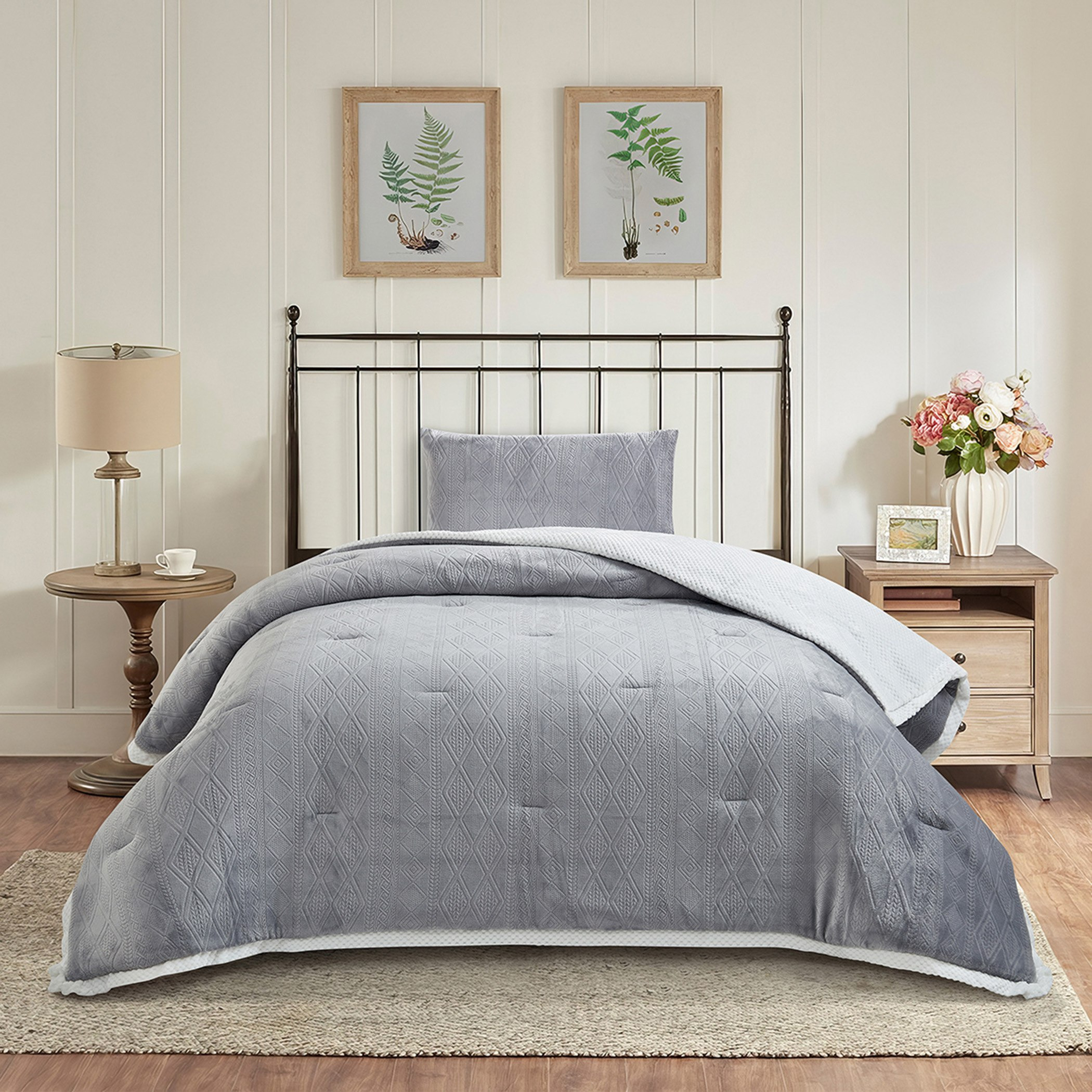 طقم لحاف توين قطعتين فلانيل مخملي ميكروميلك جيرن من بيرن - 150×220 سم-hbxhomeware-hbxbedroom-image-2
