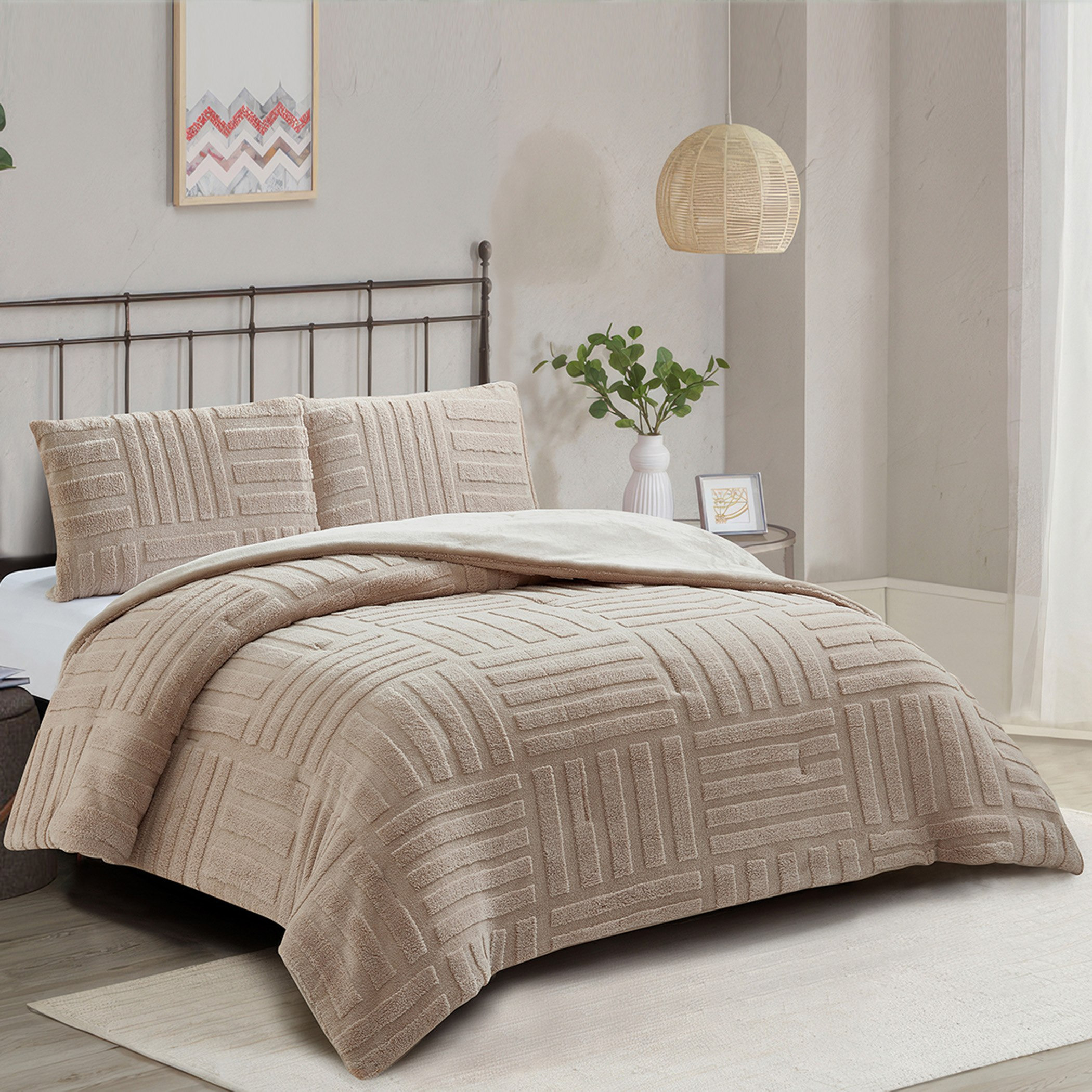 طقم لحاف كينج فرو شيربا جاكار 3 قطع من ليا أورليو - 220 × 240 سم-hbxhomeware-hbxbedroom-image-1