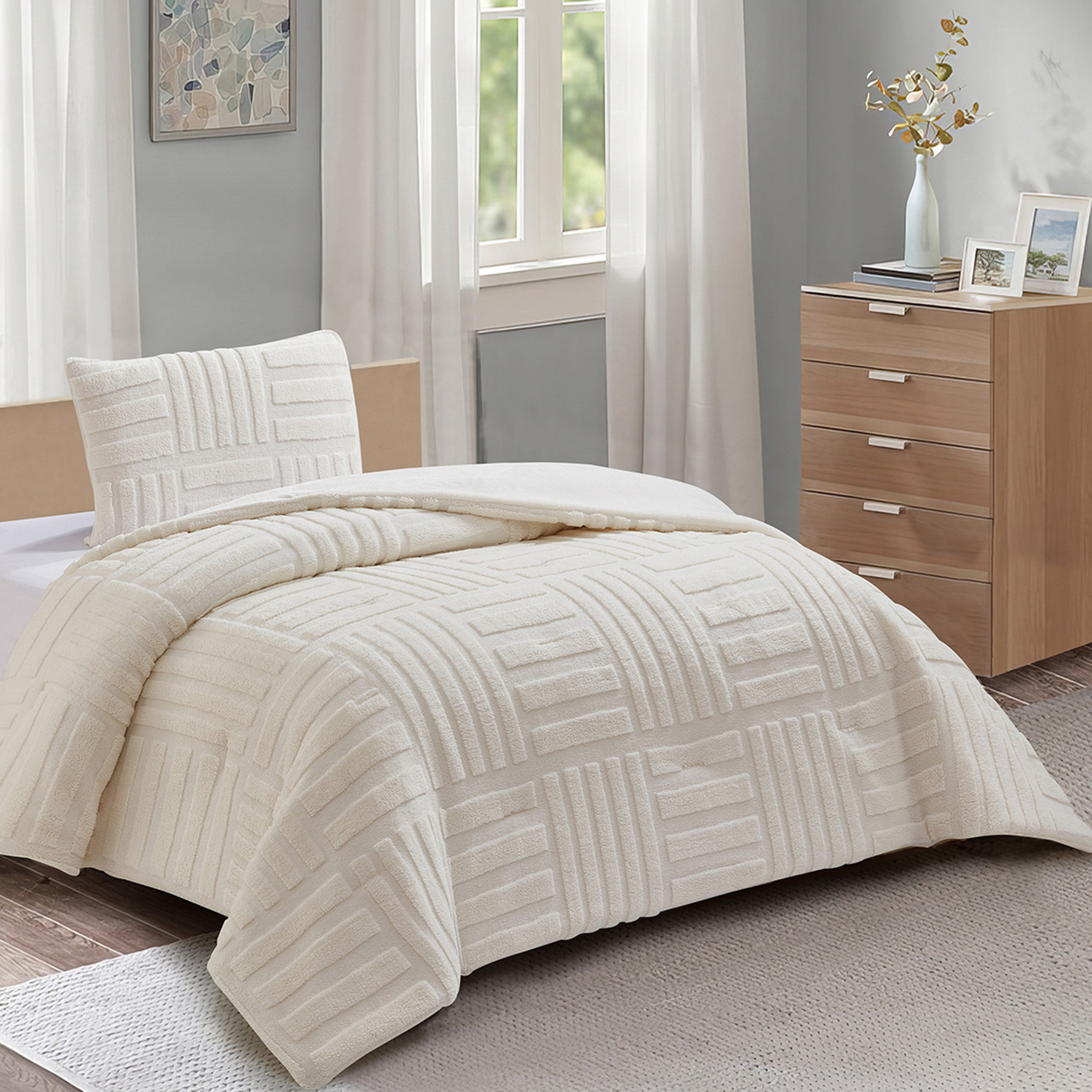 طقم لحاف توين فرو شيربا جاكار أورليو قطعتين من ليا- 150×220 سم-hbxhomeware-hbxbedroom-image-1