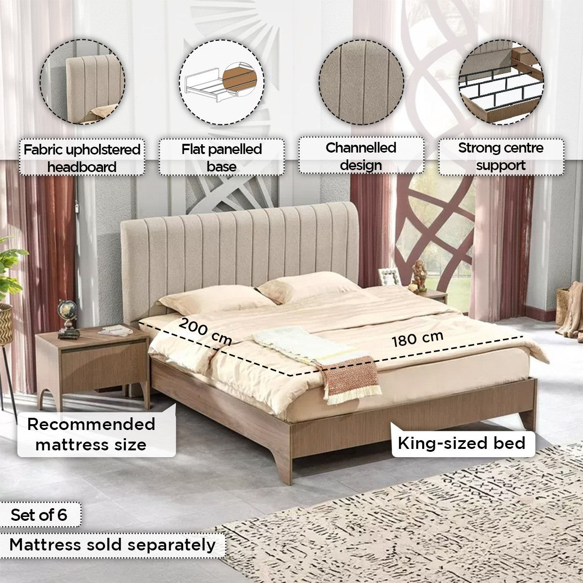 Genova 6-Piece King Bedroom Set - 180x200 cm-hbxbedroom-bedsandbedsets-bedroomsets-king-image-4