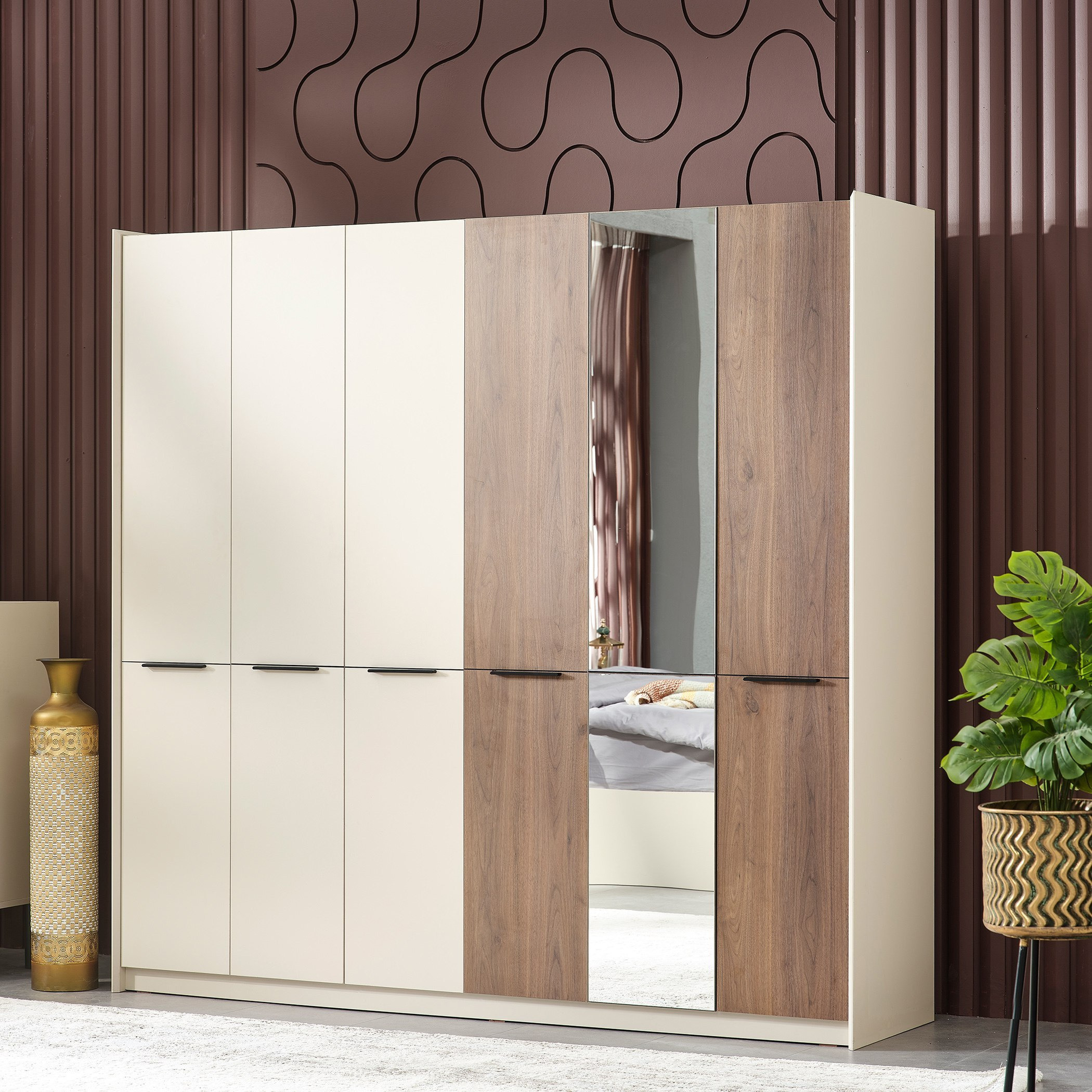 خزانة ملابس 6 أبواب بمرآة من لوسيا-hbxfurniture-wardrobes-image-1